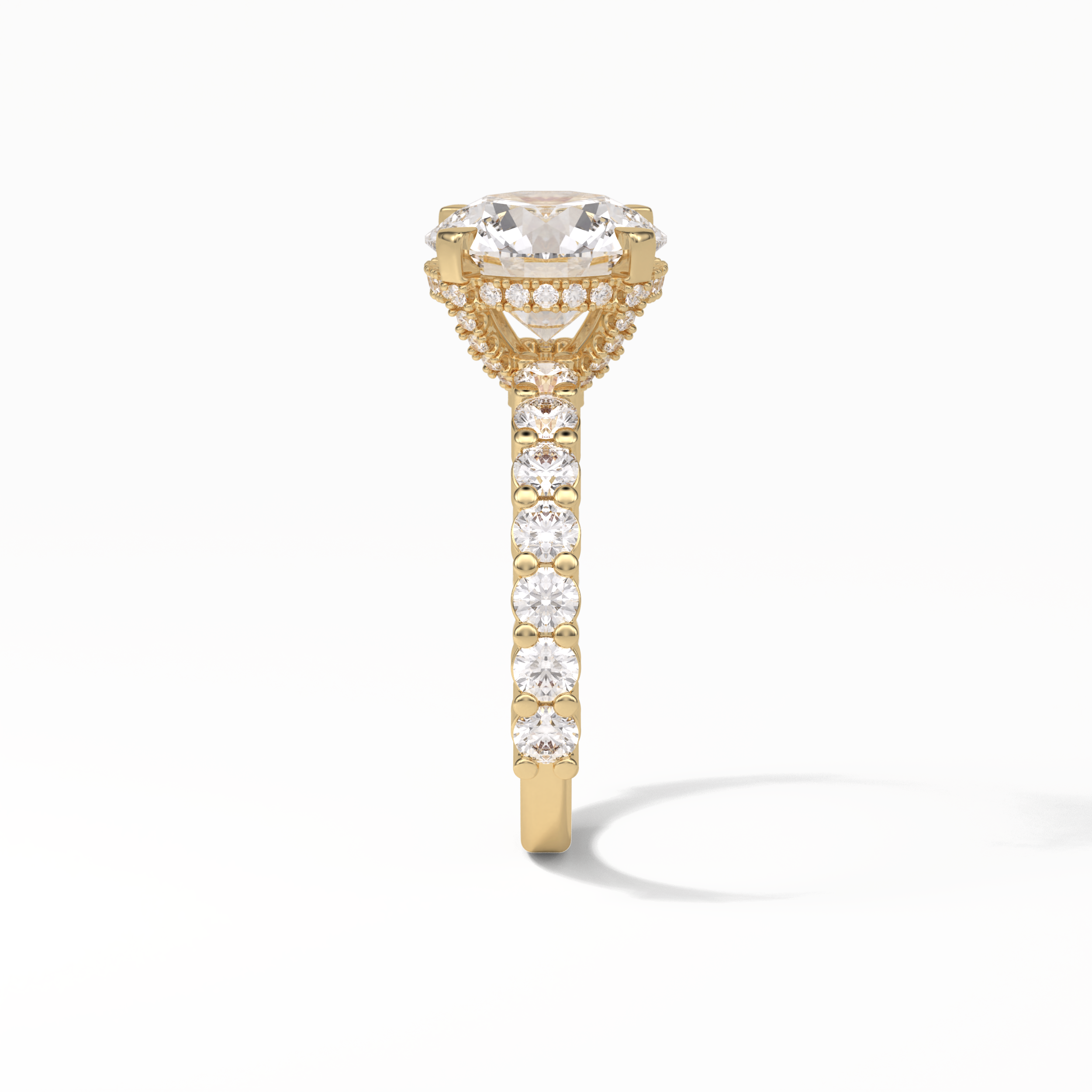 2.75 CT Round Cut Pave & Hidden Halo Style Moissanite Engagement Ring 21
