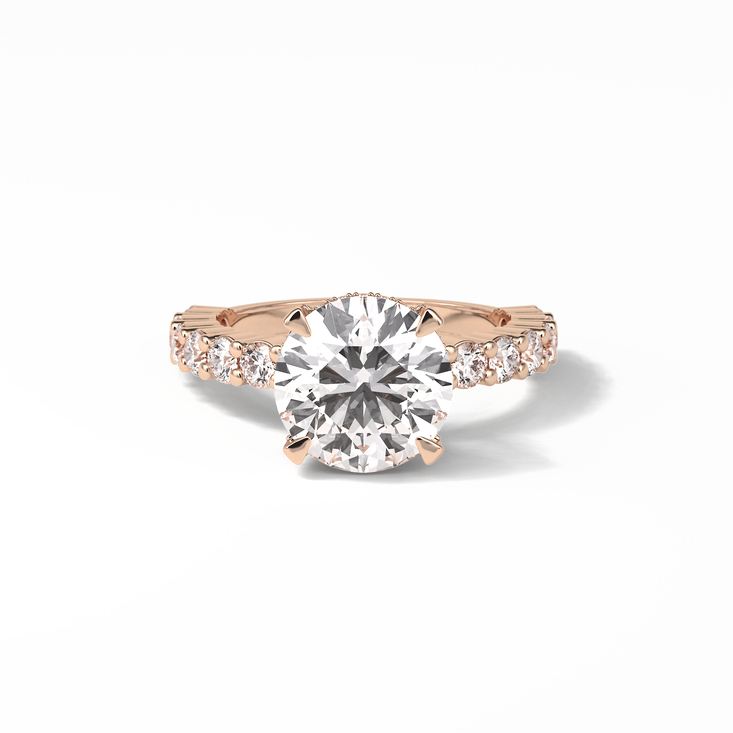 2.75 CT Round Cut Pave & Hidden Halo Style Moissanite Engagement Ring 8