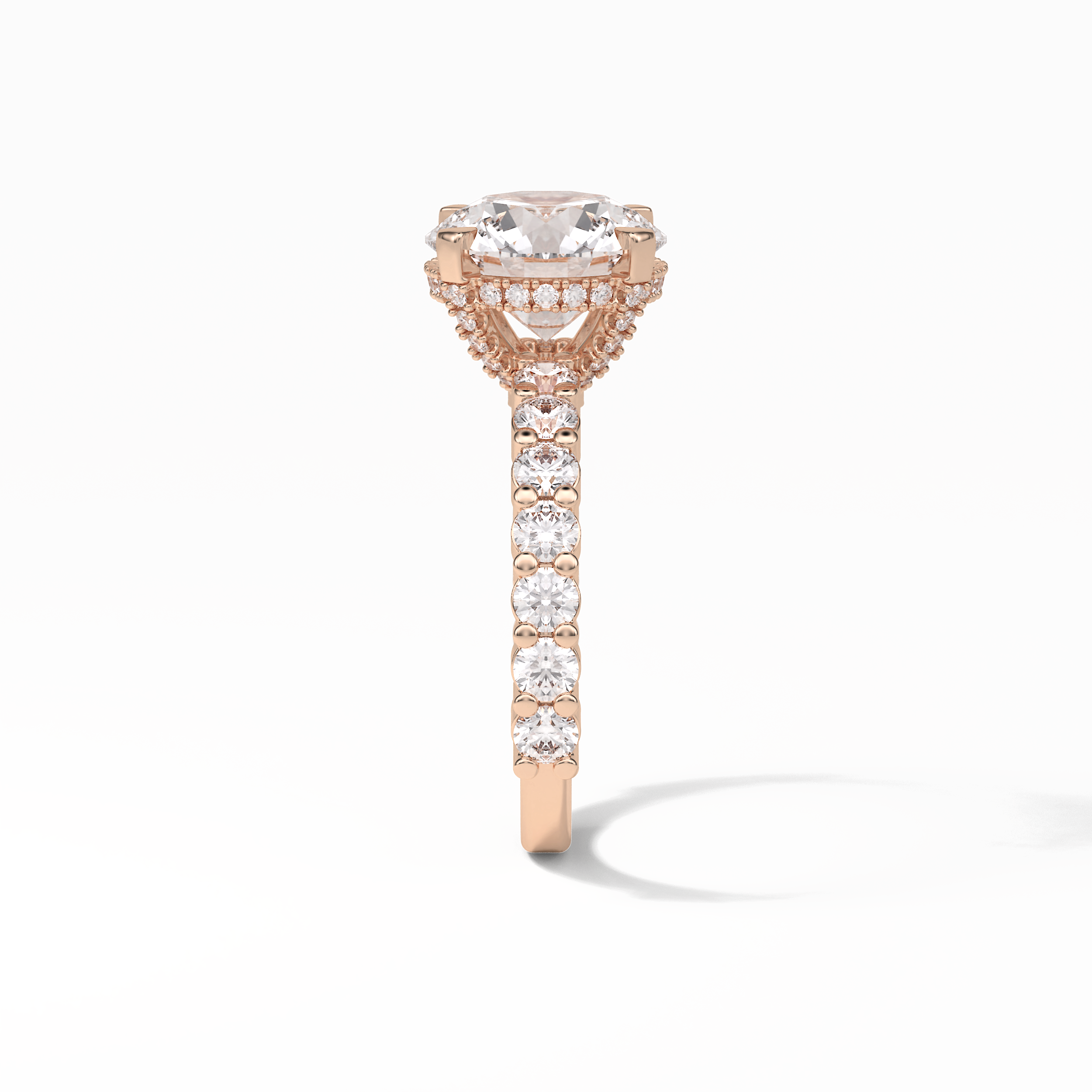 2.75 CT Round Cut Pave & Hidden Halo Style Moissanite Engagement Ring 18