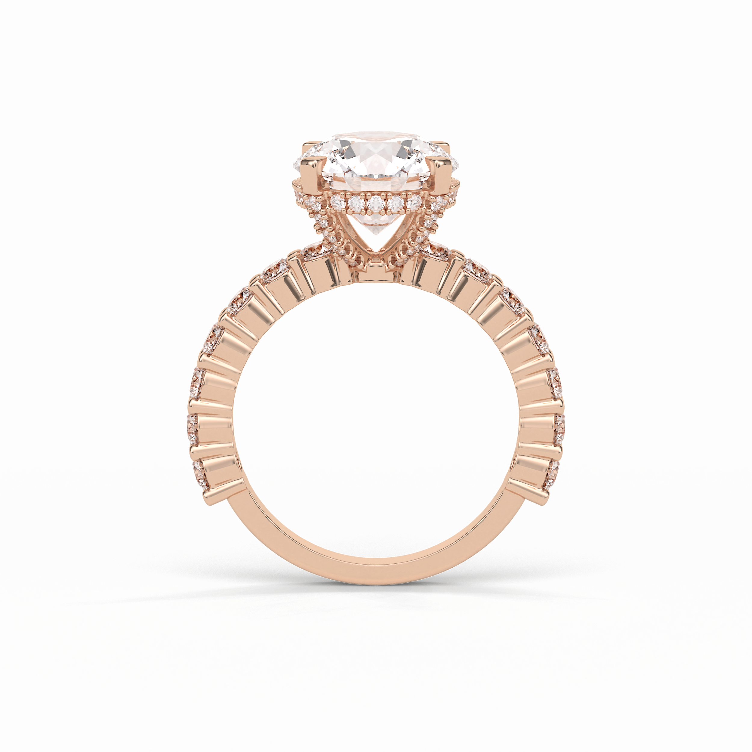 2.75 CT Round Cut Pave & Hidden Halo Style Moissanite Engagement Ring 19