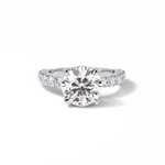 2.75 CT Round Cut Pave & Hidden Halo Style Moissanite Engagement Ring 1