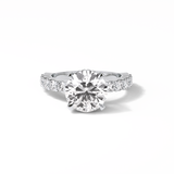 2.75 CT Round Cut Pave & Hidden Halo Style Moissanite Engagement Ring 1