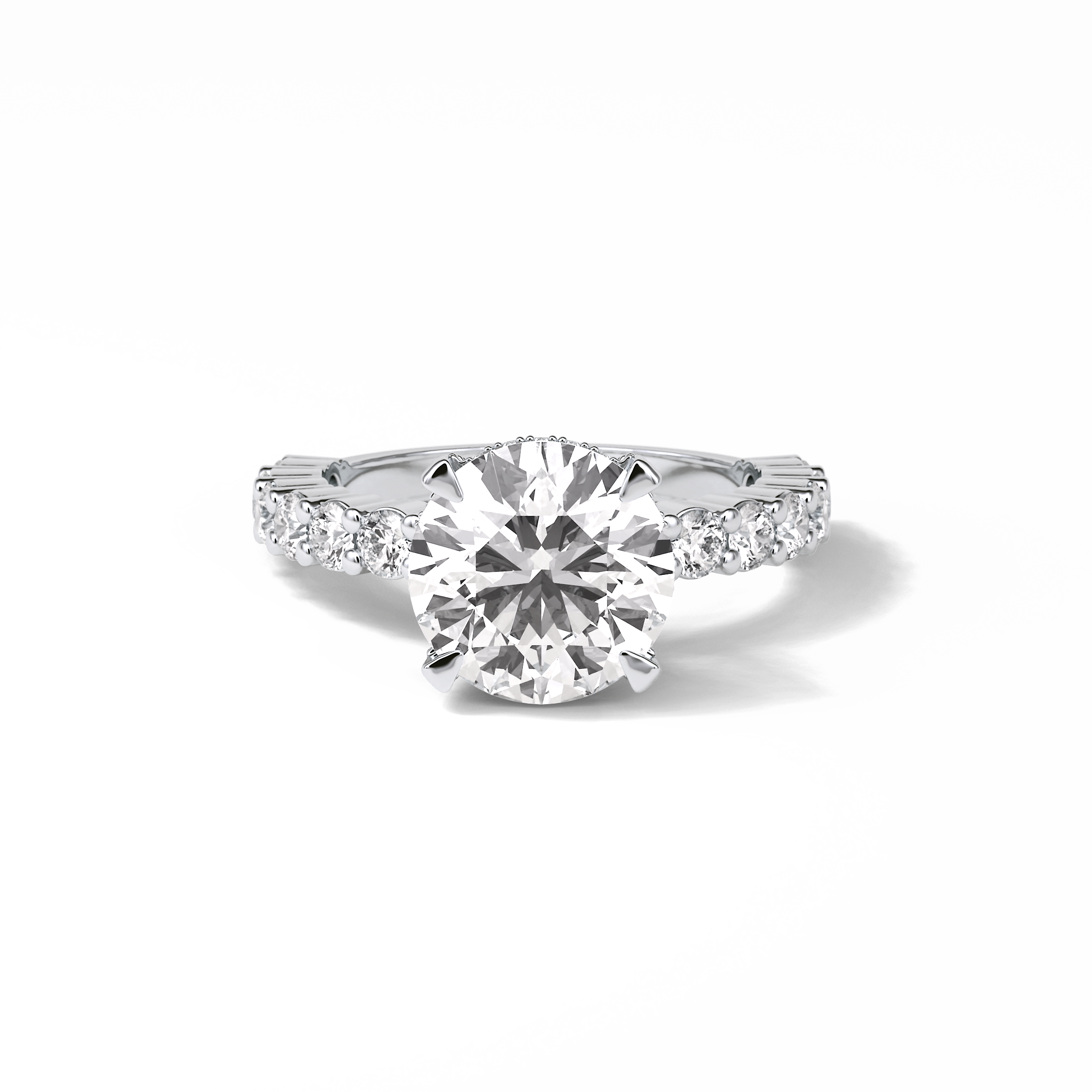2.75 CT Round Cut Pave & Hidden Halo Style Moissanite Engagement Ring 1