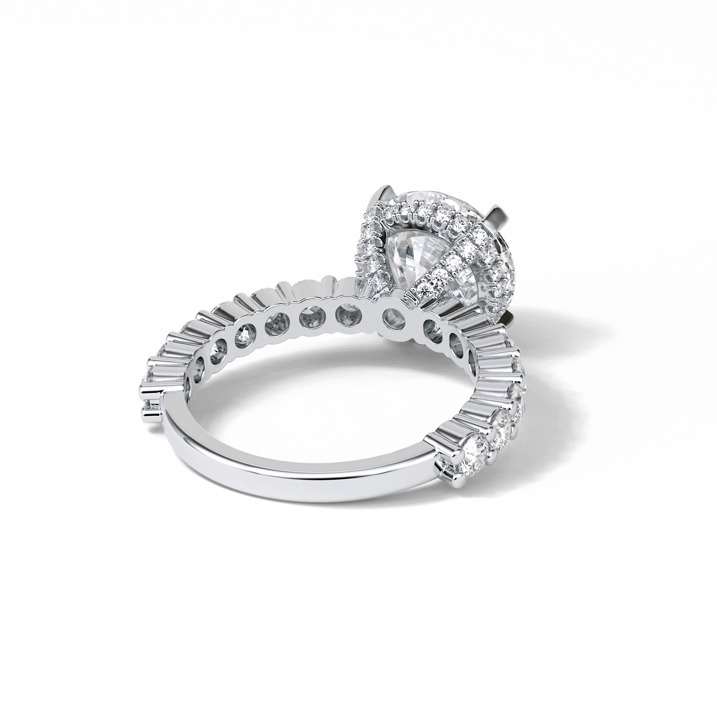2.75 CT Round Cut Pave & Hidden Halo Style Moissanite Engagement Ring 5