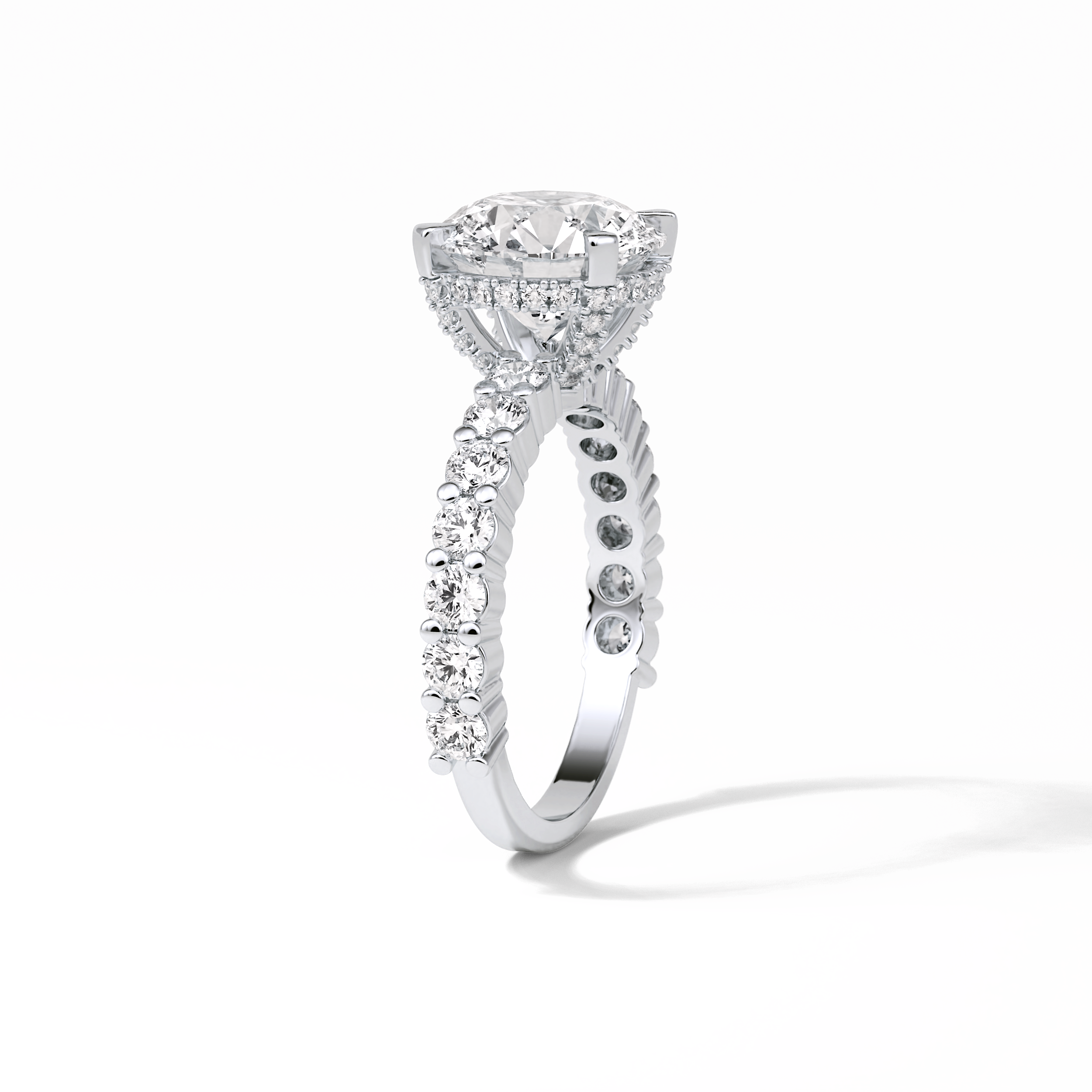 2.75 CT Round Cut Pave & Hidden Halo Style Moissanite Engagement Ring 2