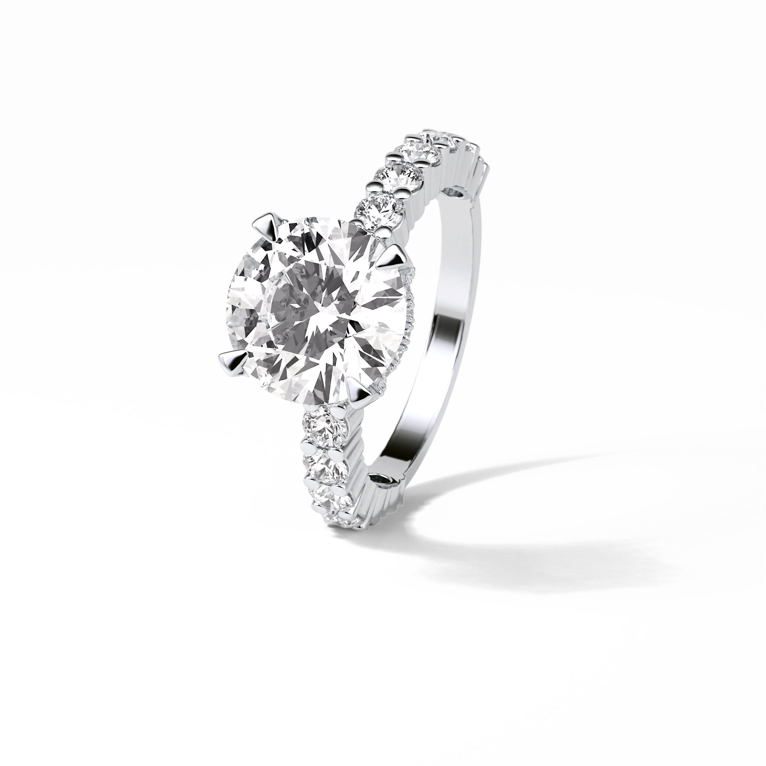 2.75 CT Round Cut Pave & Hidden Halo Style Moissanite Engagement Ring 3