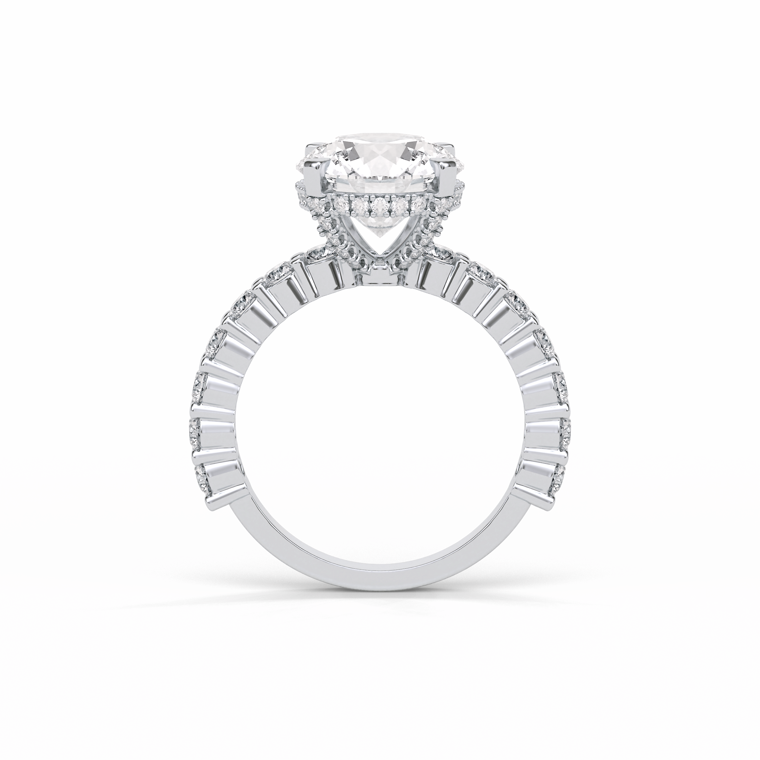 2.75 CT Round Cut Pave & Hidden Halo Style Moissanite Engagement Ring 4