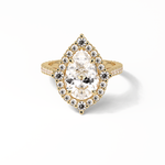 3.1 CT Pear Cut Pave & Halo Style Moissanite Engagement Ring 8