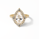 3.1 CT Pear Cut Pave & Halo Style Moissanite Engagement Ring 8