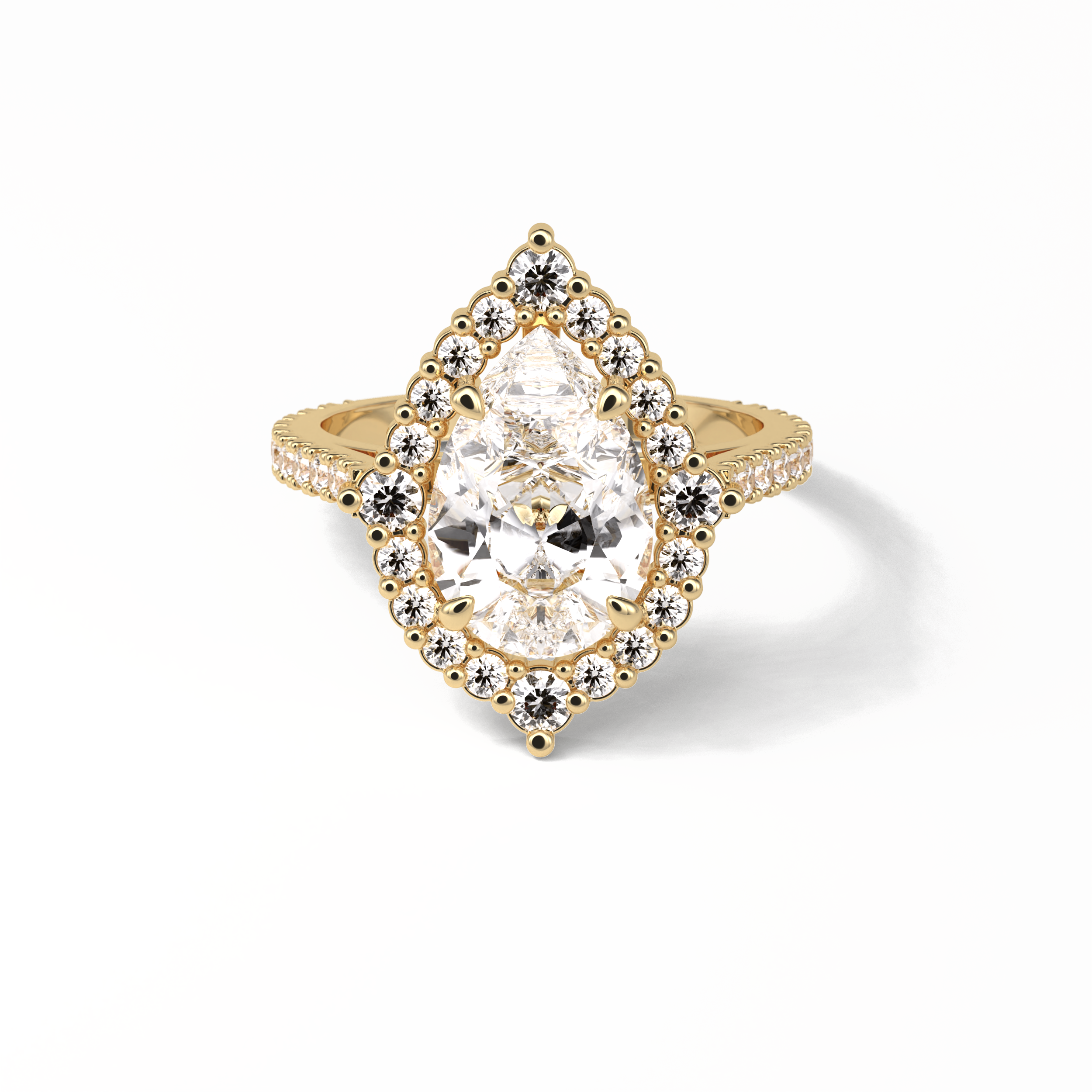 3.1 CT Pear Cut Pave & Halo Style Moissanite Engagement Ring 8