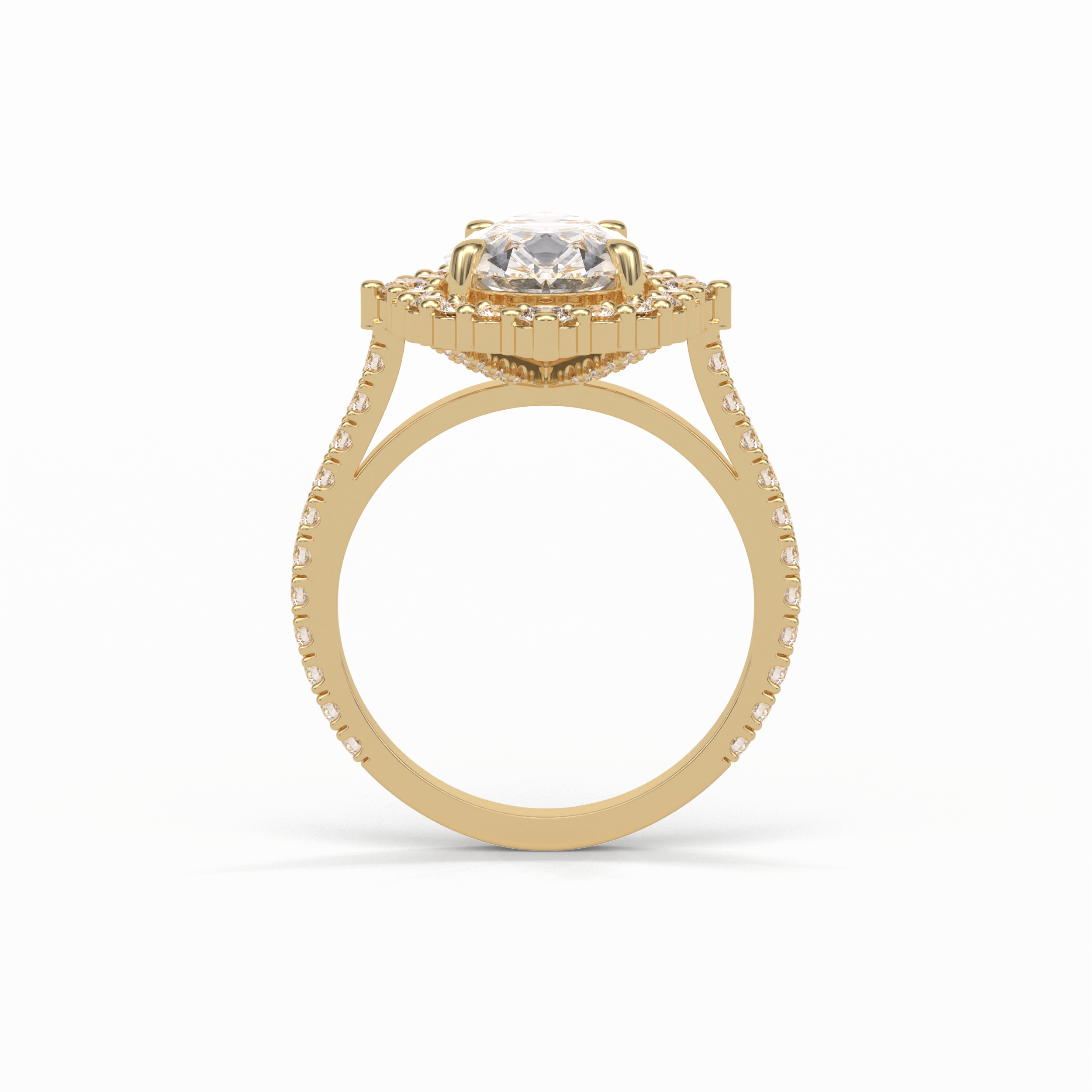 3.1 CT Pear Cut Pave & Halo Style Moissanite Engagement Ring 18