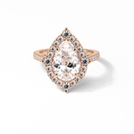 3.1 CT Pear Cut Pave & Halo Style Moissanite Engagement Ring 15
