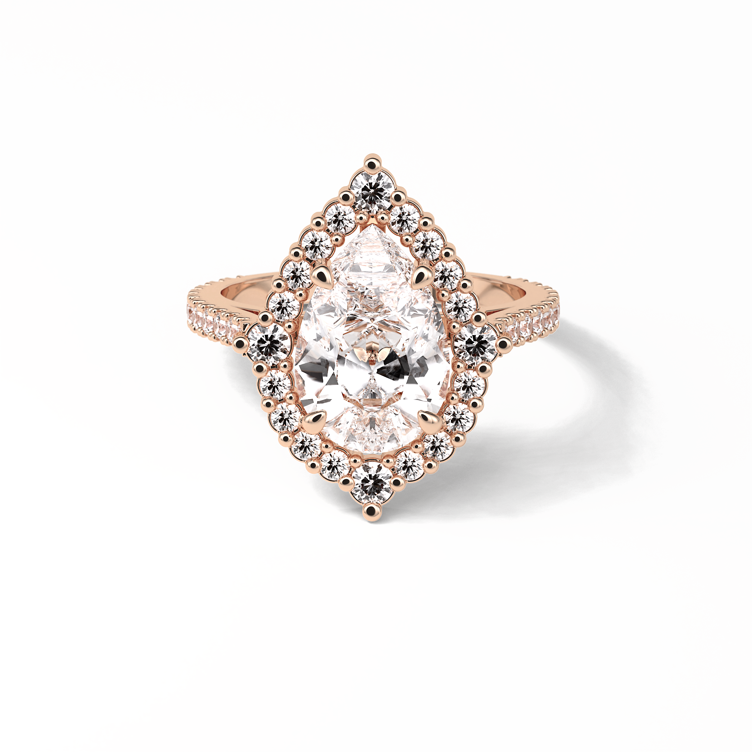 3.1 CT Pear Cut Pave & Halo Style Moissanite Engagement Ring 15