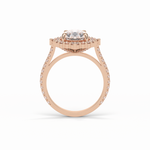 3.1 CT Pear Cut Pave & Halo Style Moissanite Engagement Ring 13