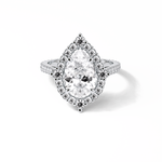 3.1 CT Pear Cut Pave & Halo Style Moissanite Engagement Ring 1