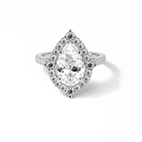 3.1 CT Pear Cut Pave & Halo Style Moissanite Engagement Ring 1