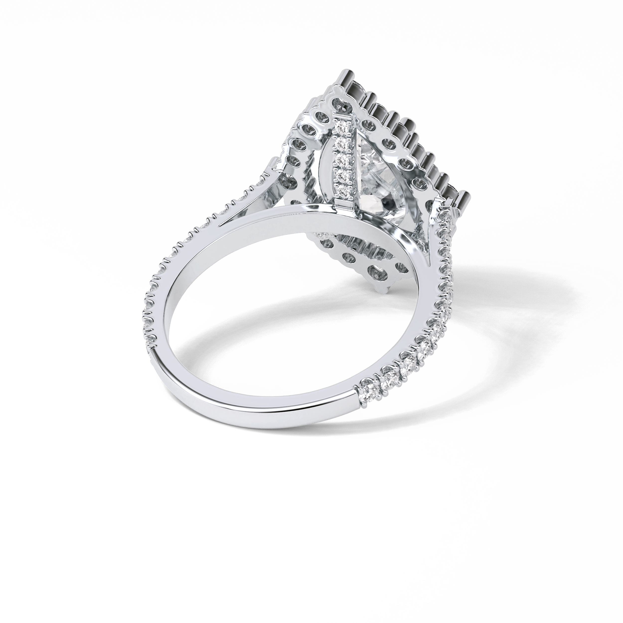 3.1 CT Pear Cut Pave & Halo Style Moissanite Engagement Ring 7