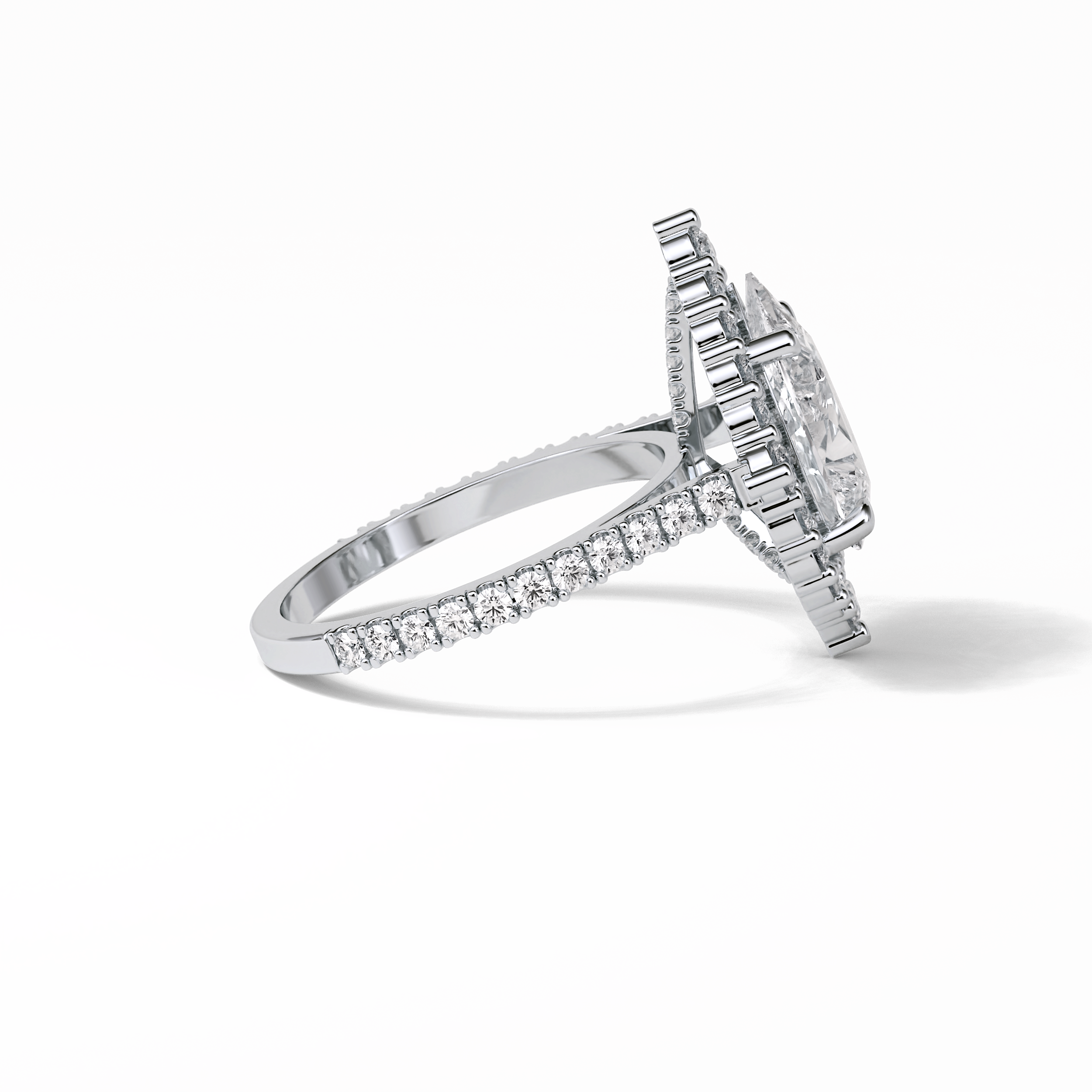 3.1 CT Pear Cut Pave & Halo Style Moissanite Engagement Ring 2