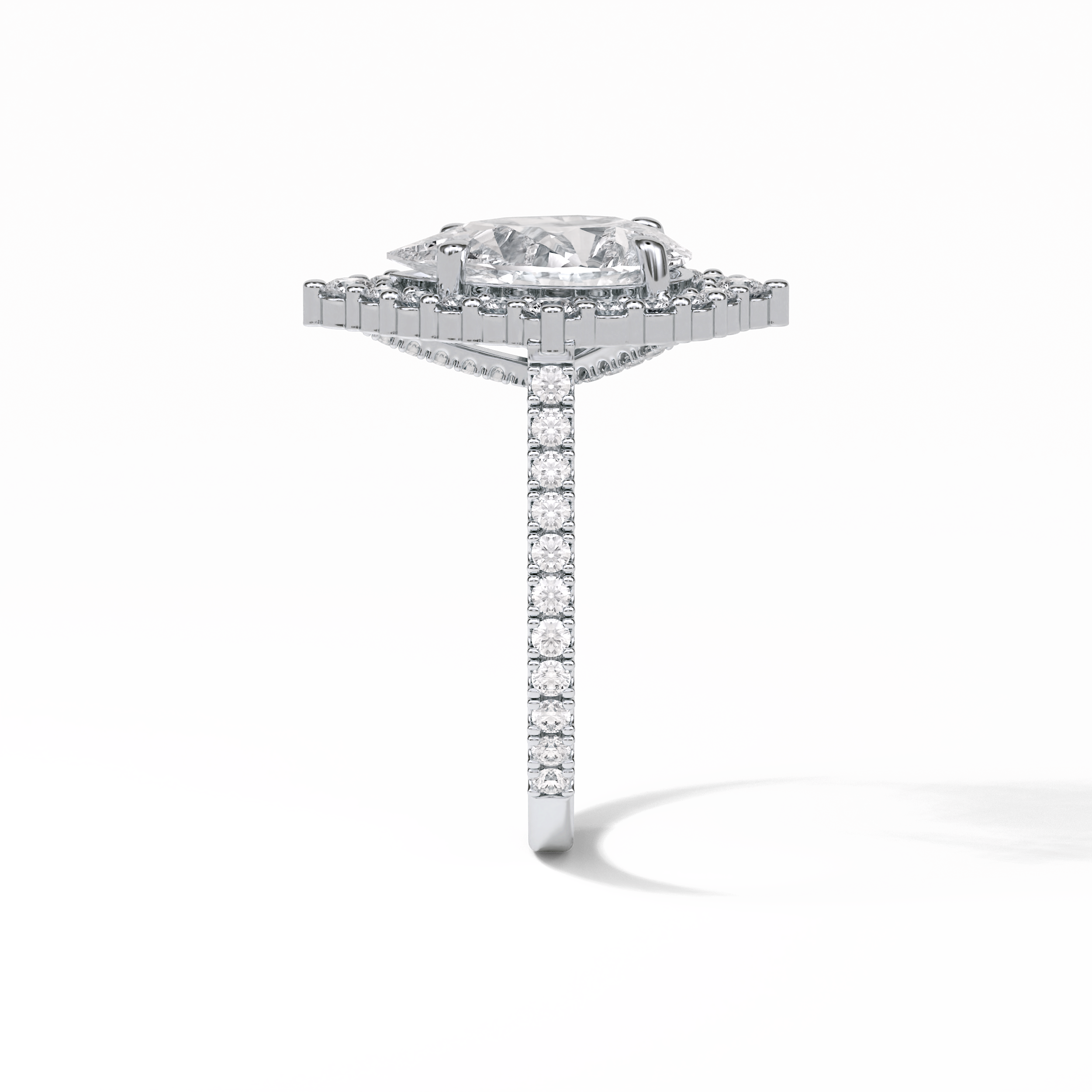 3.1 CT Pear Cut Pave & Halo Style Moissanite Engagement Ring 3
