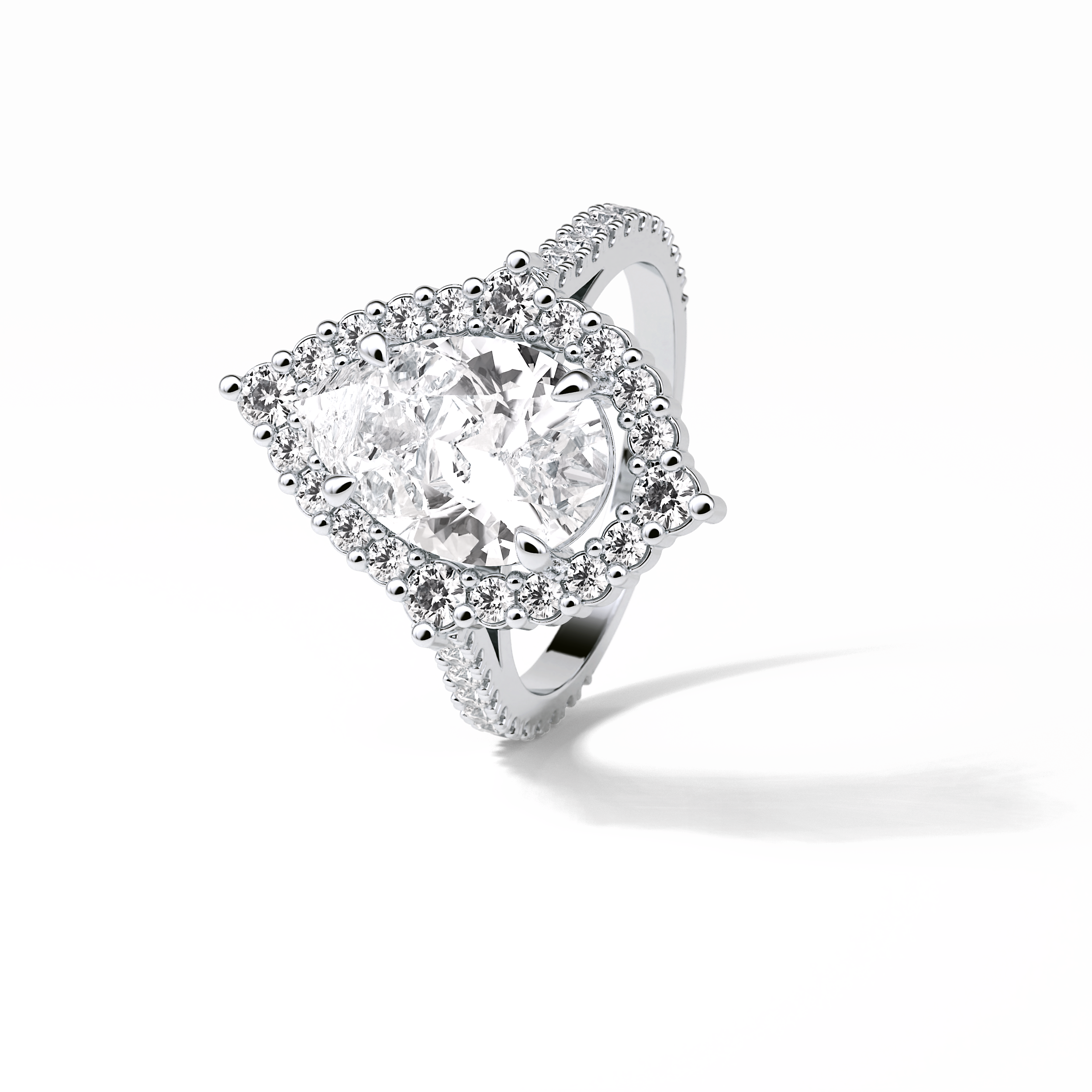 3.1 CT Pear Cut Pave & Halo Style Moissanite Engagement Ring 5