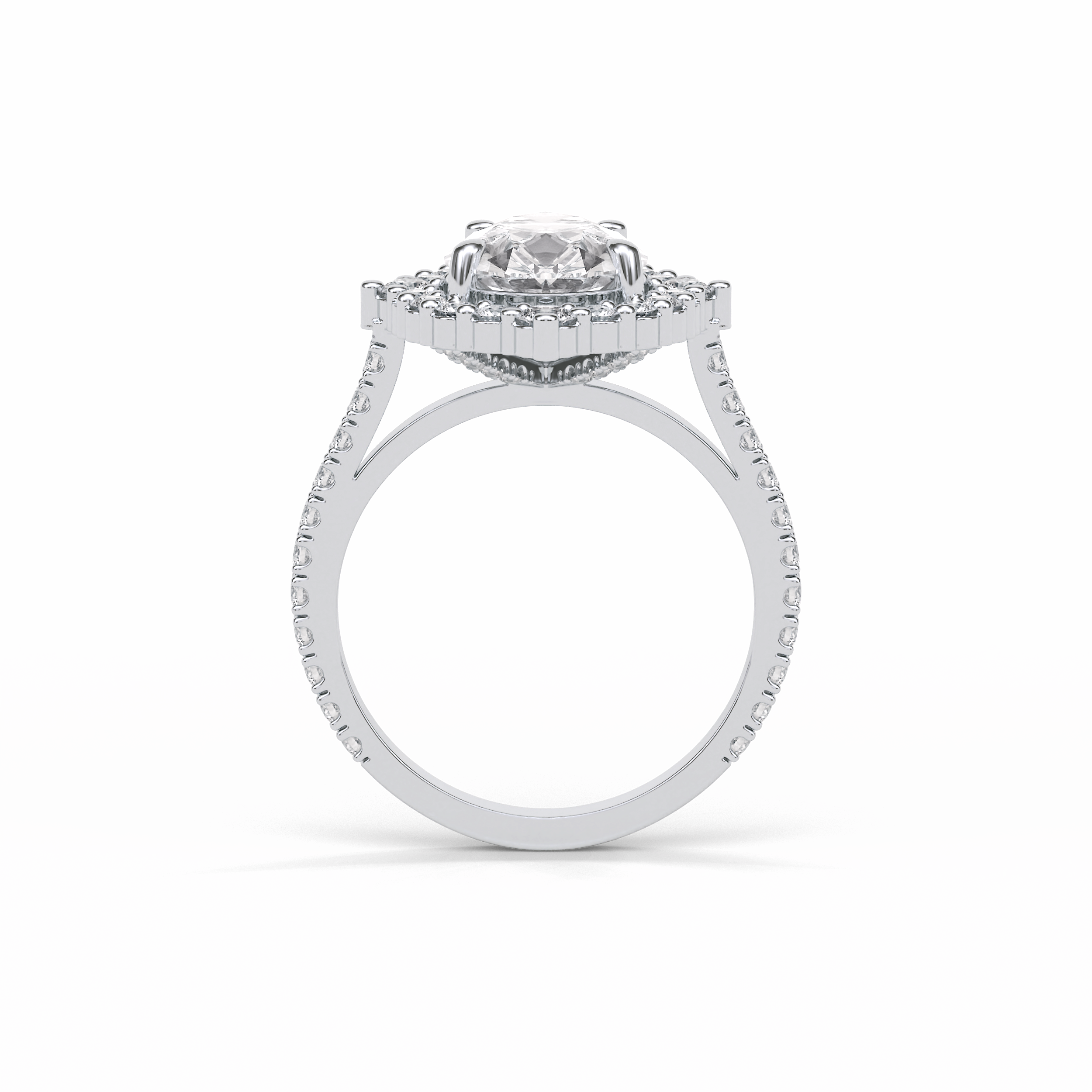3.1 CT Pear Cut Pave & Halo Style Moissanite Engagement Ring 6
