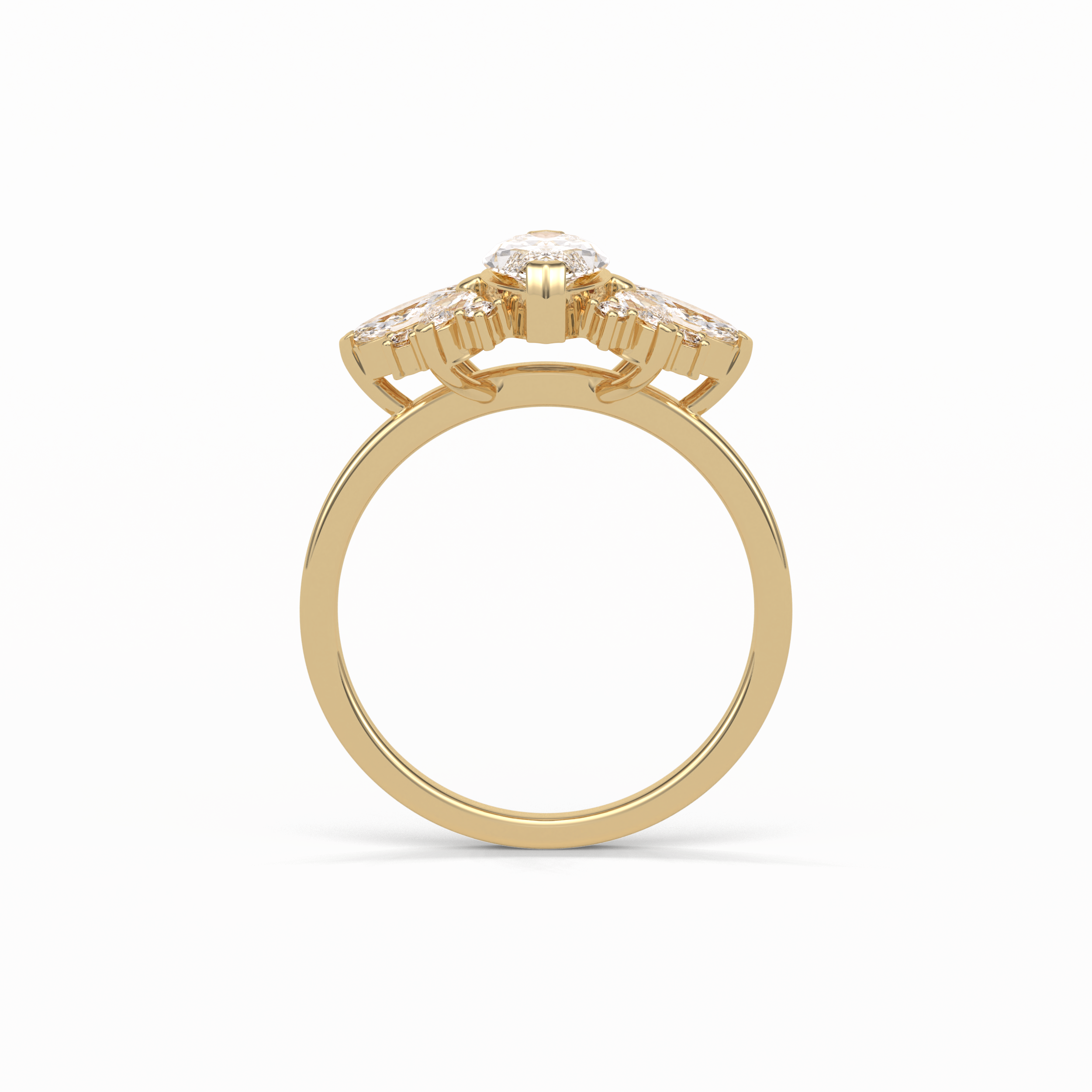 1.0 CT Marquise Cut Cluster Style Moissanite Engagement Ring 9