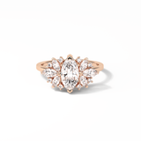 1.0 CT Marquise Cut Cluster Style Moissanite Engagement Ring 8
