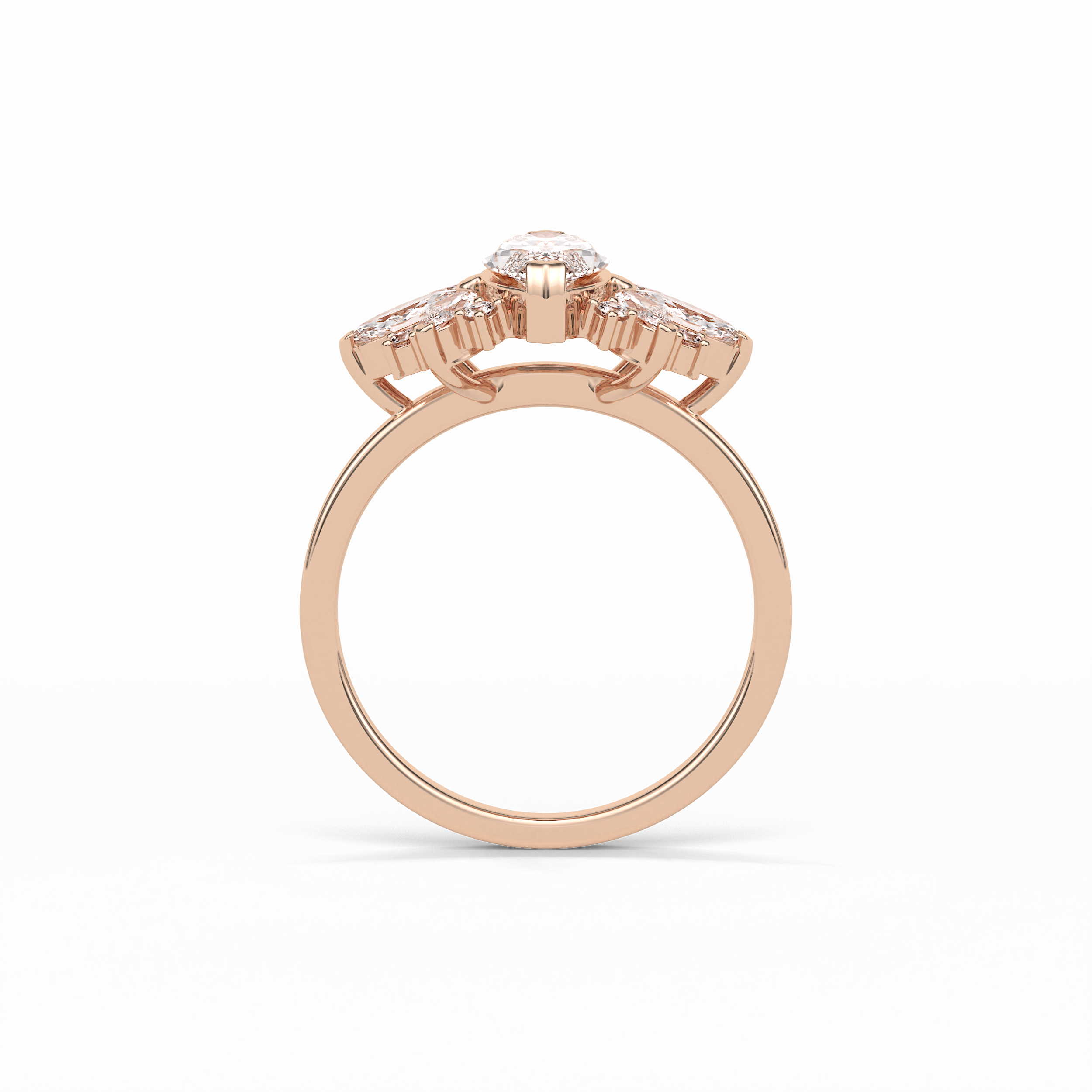 1.0 CT Marquise Cut Cluster Style Moissanite Engagement Ring 14
