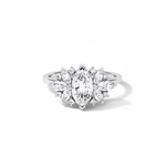 1.0 CT Marquise Cut Cluster Style Moissanite Engagement Ring 1