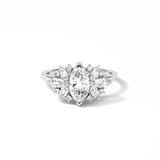 1.0 CT Marquise Cut Cluster Style Moissanite Engagement Ring 1