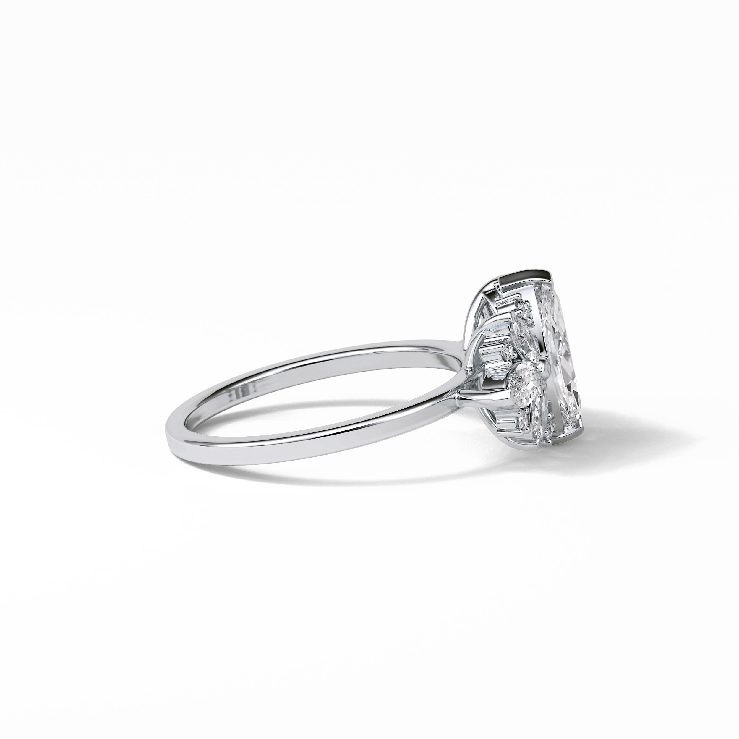 1.0 CT Marquise Cut Cluster Style Moissanite Engagement Ring 5