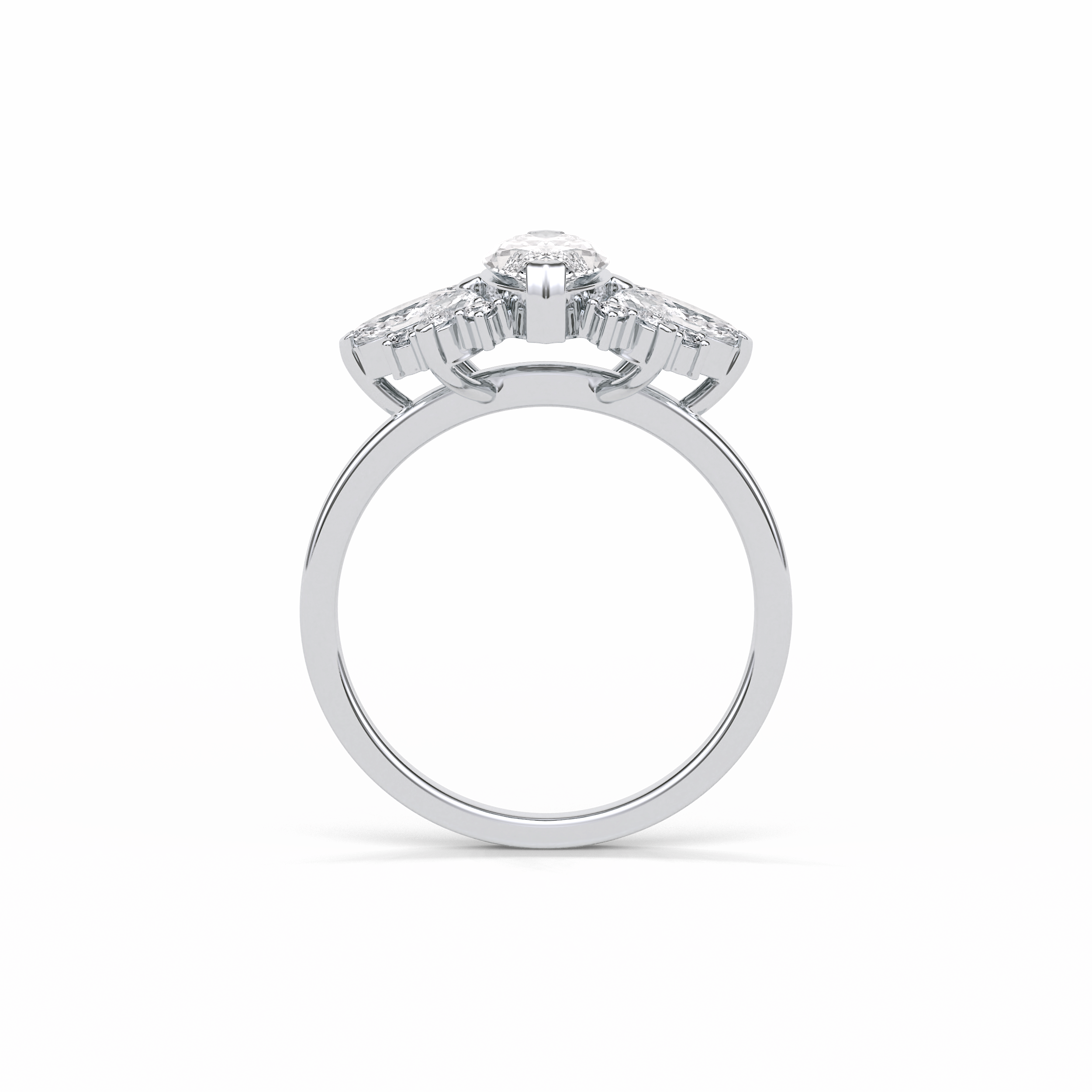 1.0 CT Marquise Cut Cluster Style Moissanite Engagement Ring 3