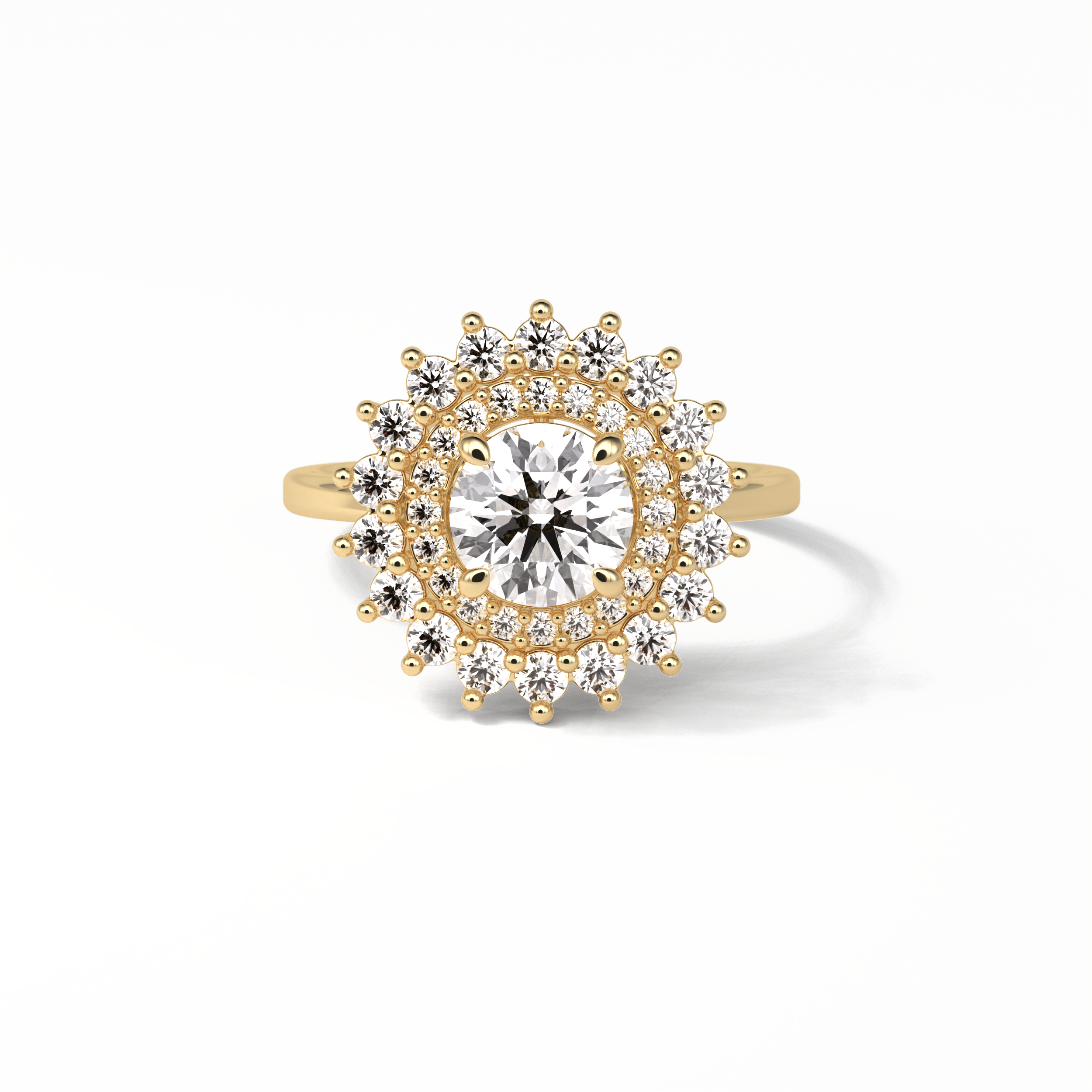 1.0 CT Round Cut Double Halo Style Moissanite Engagement Ring 8