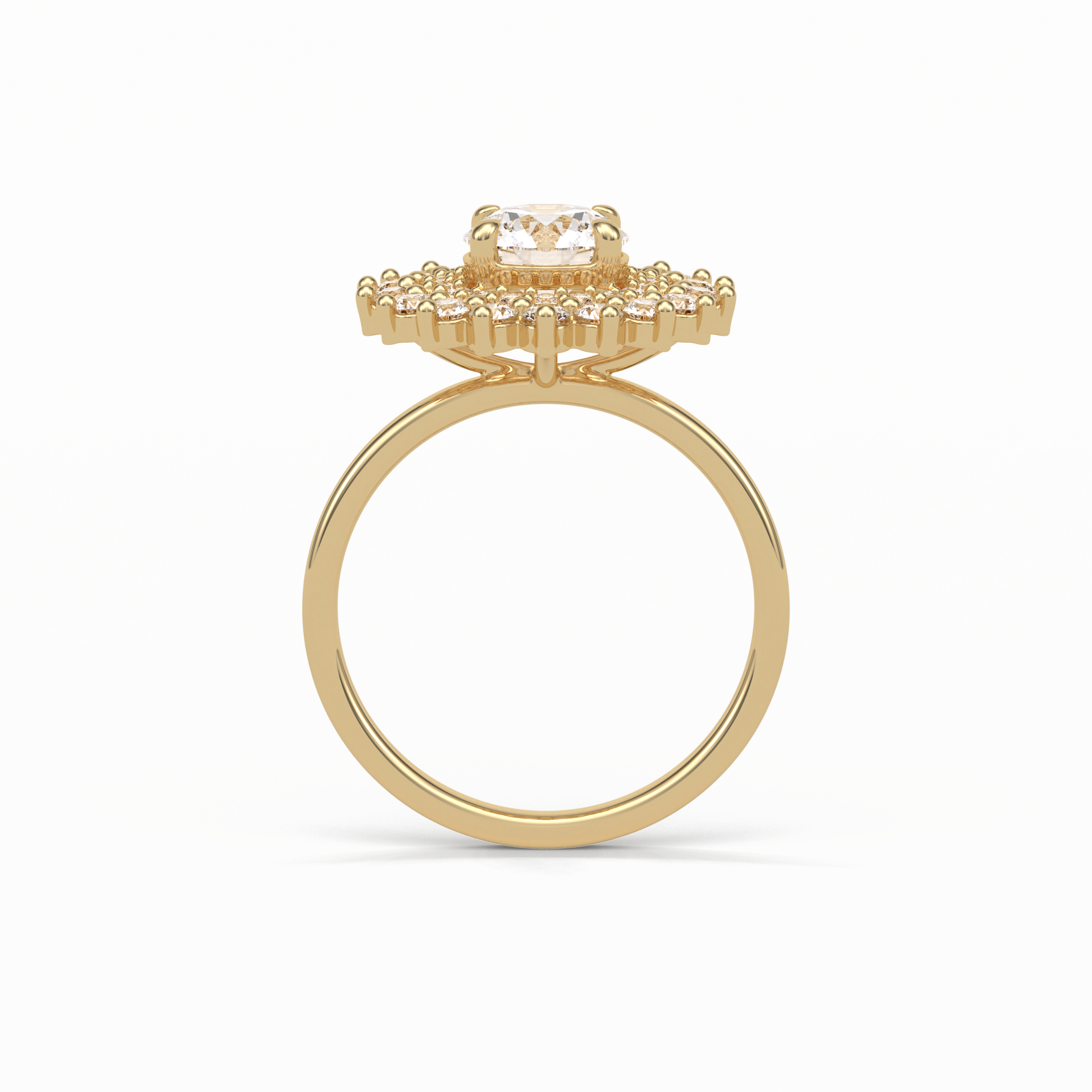 1.0 CT Round Cut Double Halo Style Moissanite Engagement Ring 17