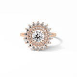 1.0 CT Round Cut Double Halo Style Moissanite Engagement Ring 15