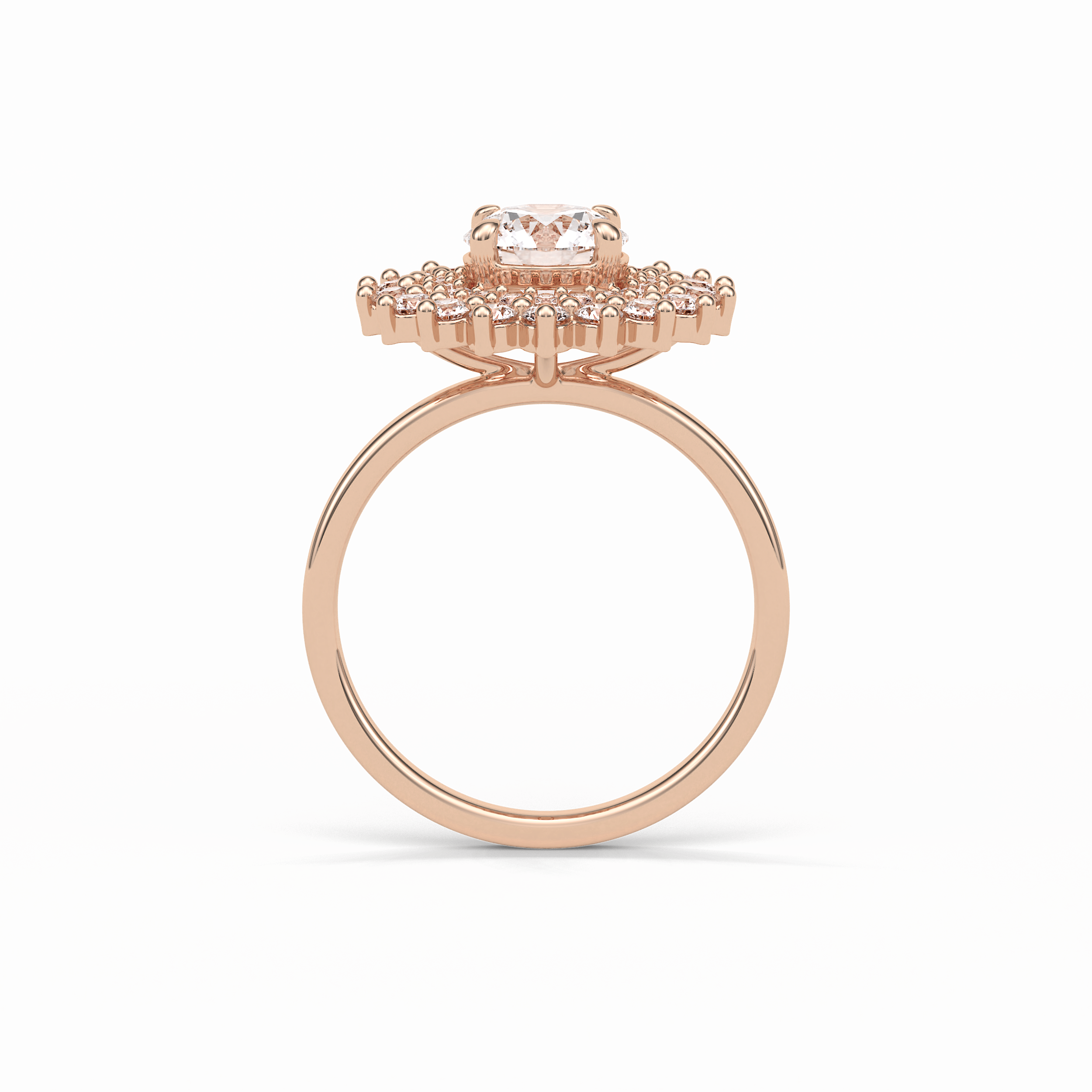 1.0 CT Round Cut Double Halo Style Moissanite Engagement Ring 13