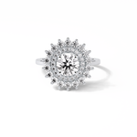 1.0 CT Round Cut Double Halo Style Moissanite Engagement Ring 1