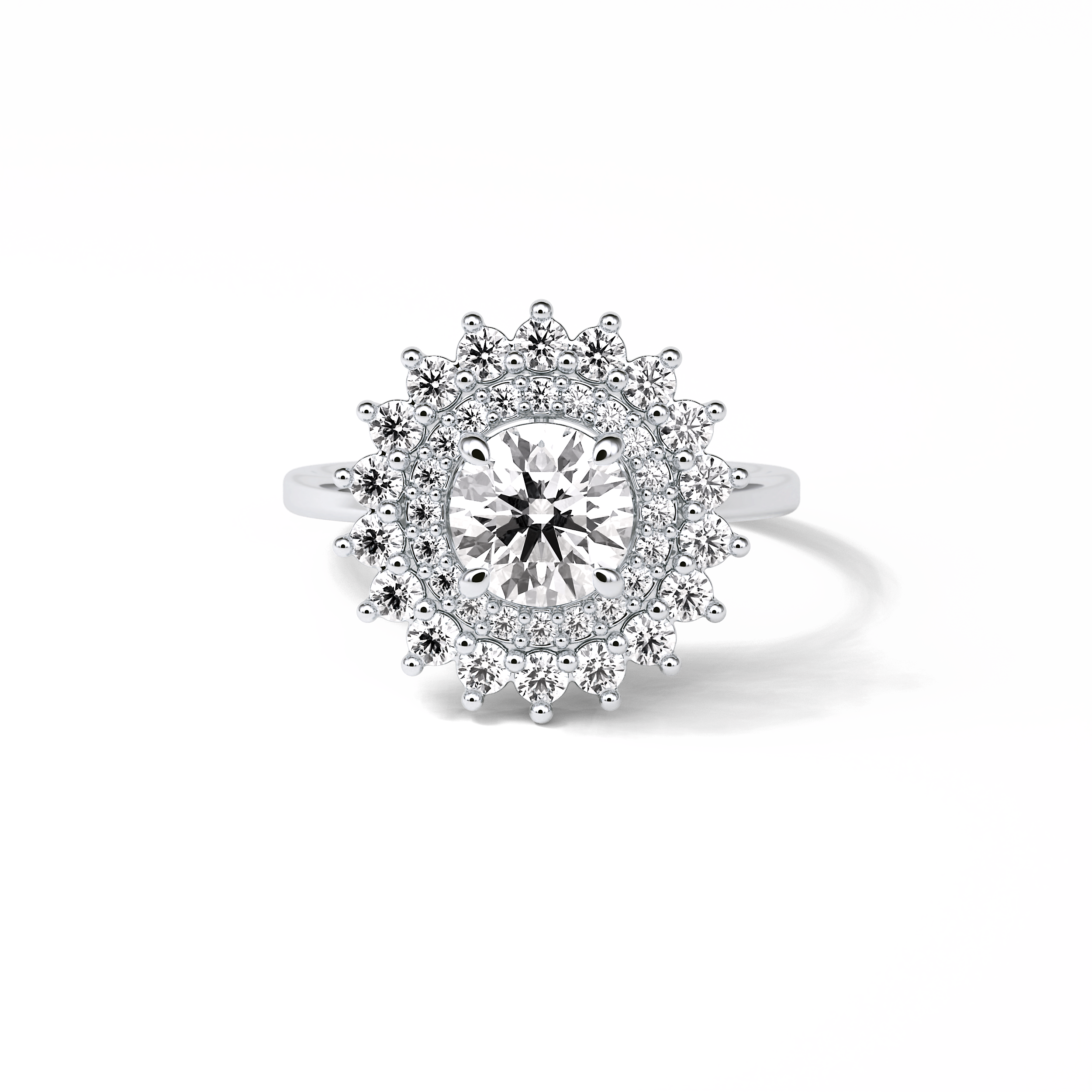 1.0 CT Round Cut Double Halo Style Moissanite Engagement Ring 1