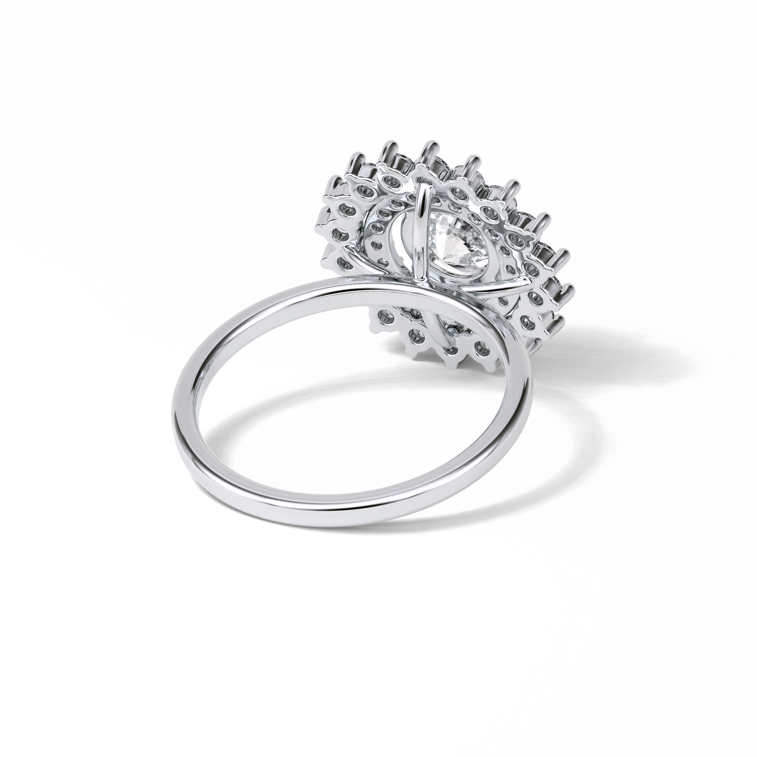 1.0 CT Round Cut Double Halo Style Moissanite Engagement Ring 4