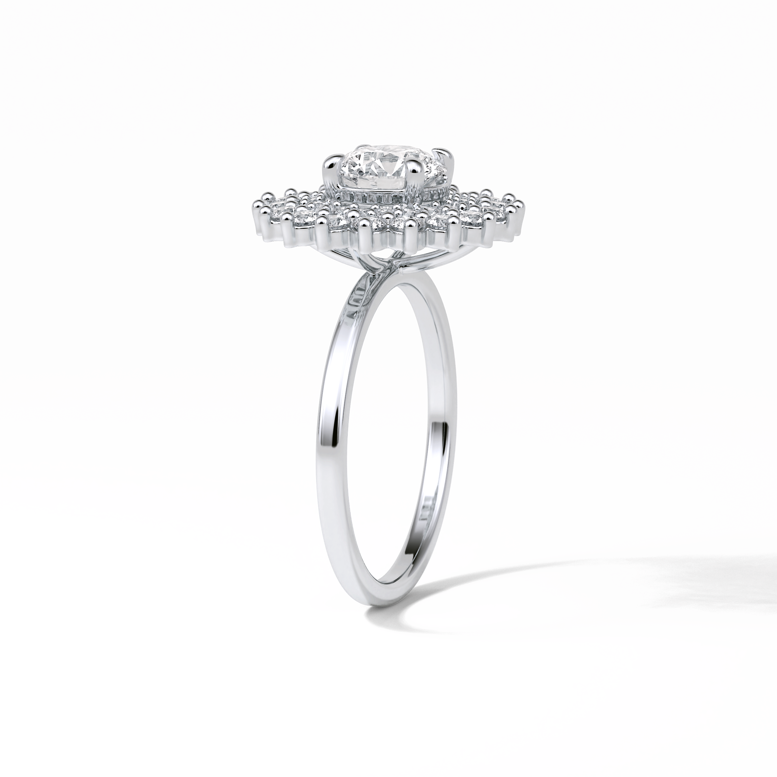 1.0 CT Round Cut Double Halo Style Moissanite Engagement Ring 7
