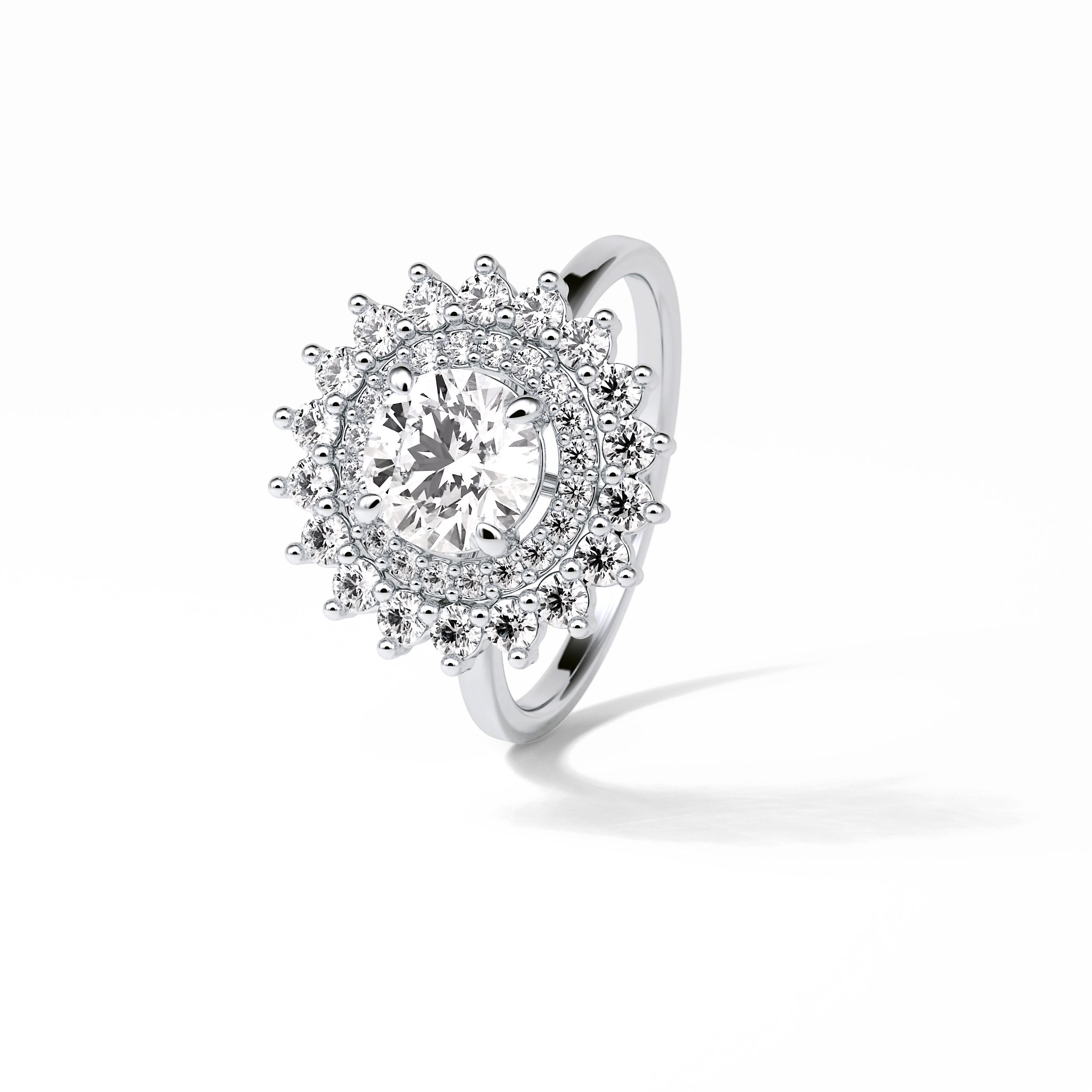 1.0 CT Round Cut Double Halo Style Moissanite Engagement Ring 2