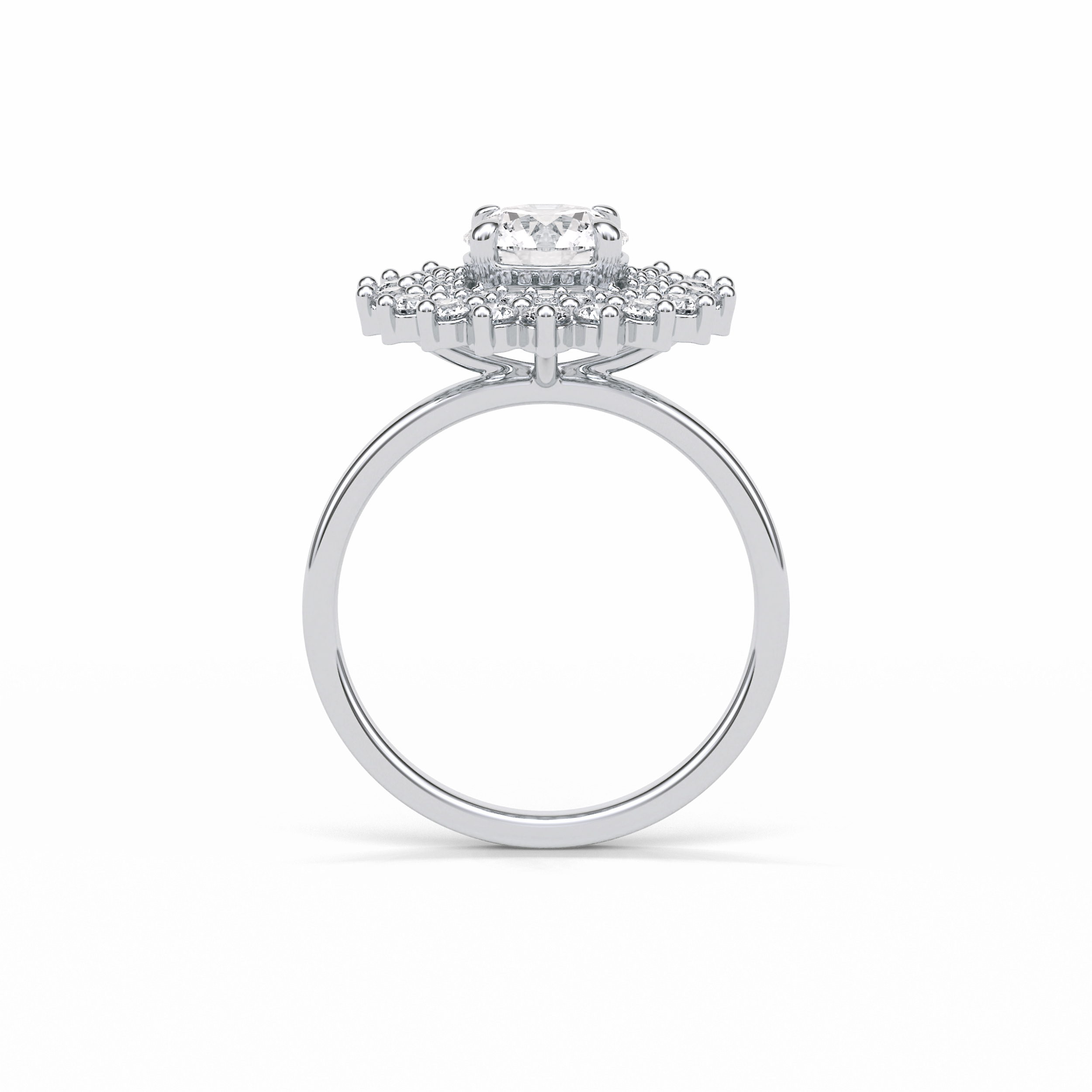 1.0 CT Round Cut Double Halo Style Moissanite Engagement Ring 3