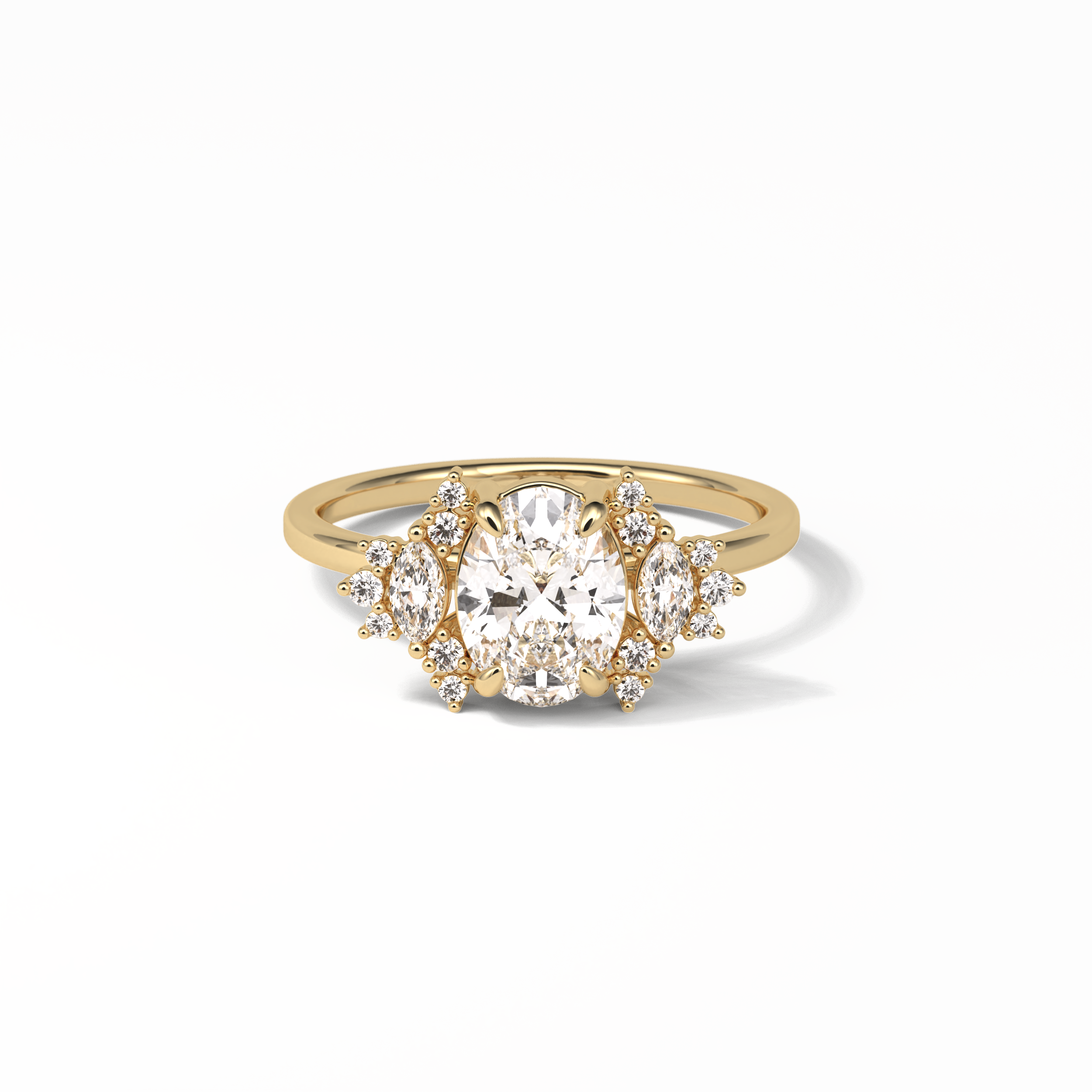 1.33 CT Oval Cut Cluster Style Moissanite Engagement Rings 8
