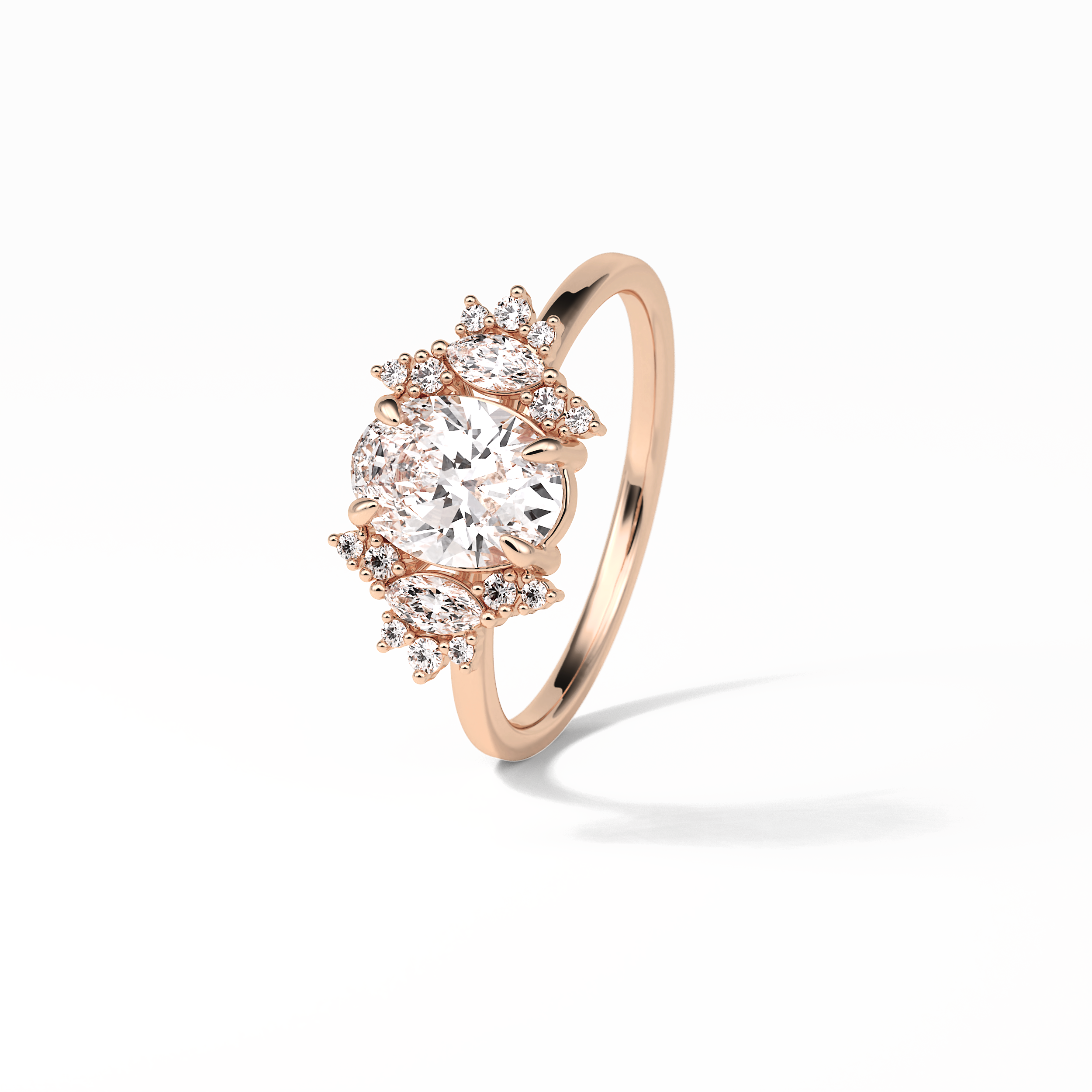 1.33 CT Oval Cut Cluster Style Moissanite Engagement Rings 11