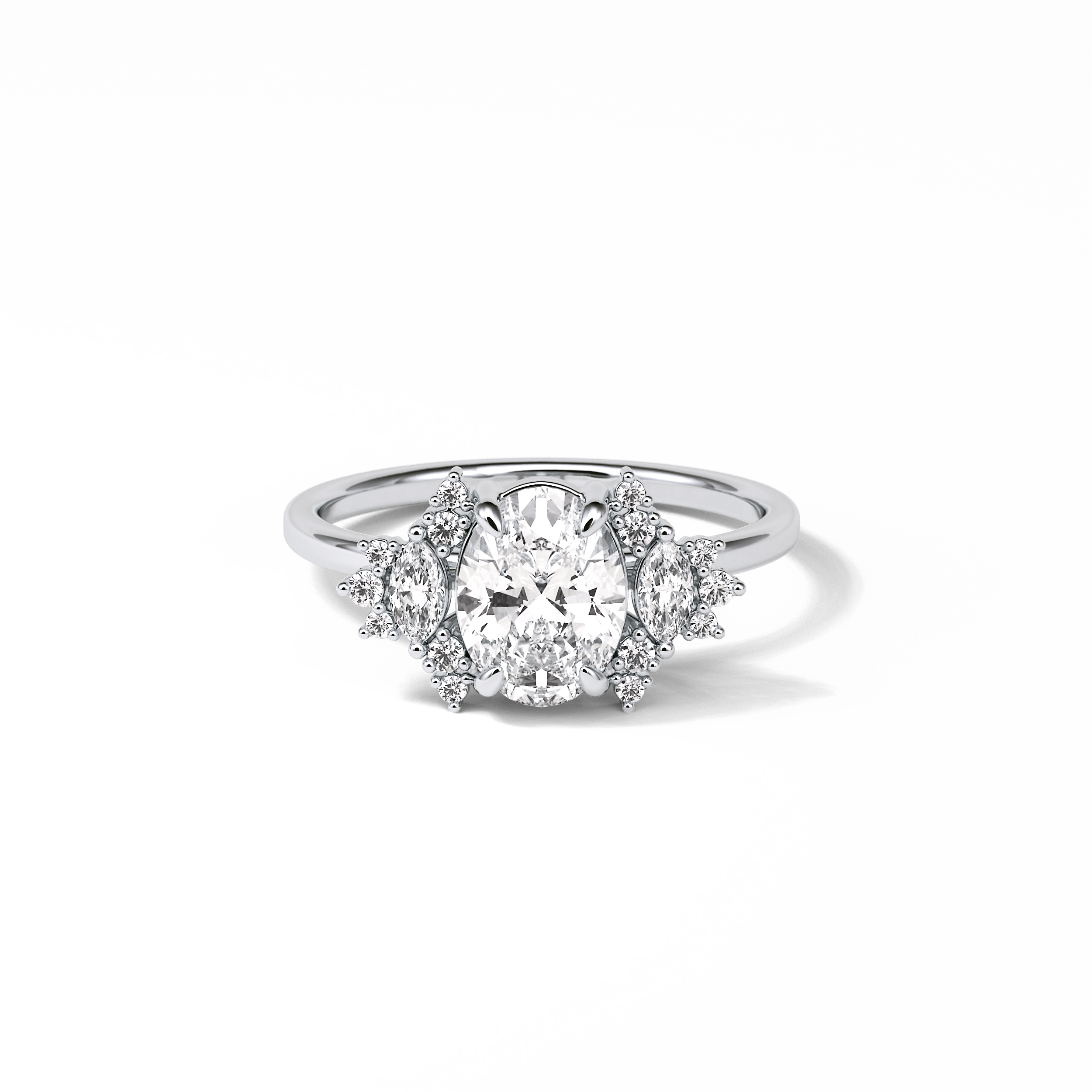 1.33 CT Oval Cut Cluster Style Moissanite Engagement Rings 1