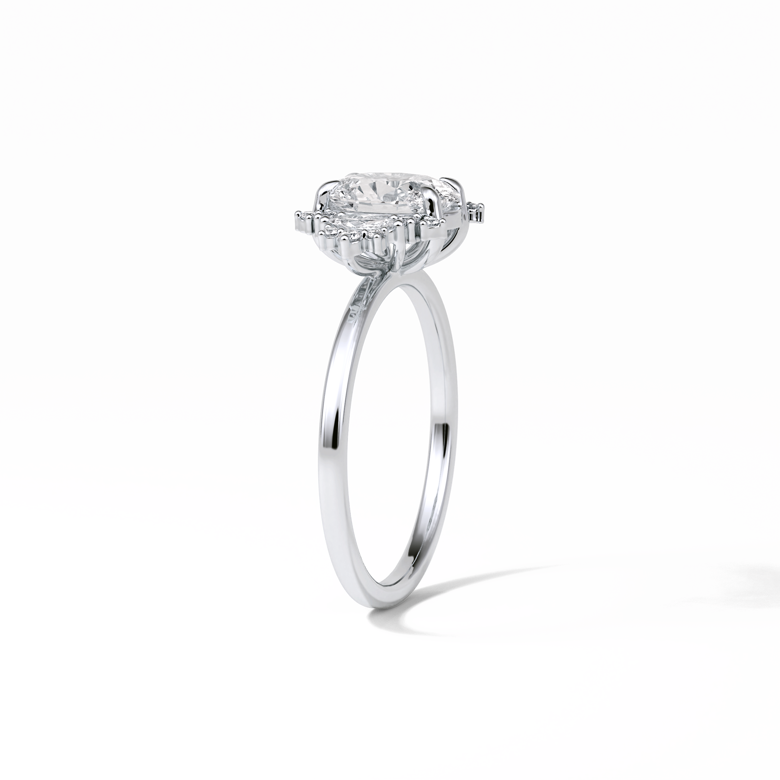 1.33 CT Oval Cut Cluster Style Moissanite Engagement Rings 5