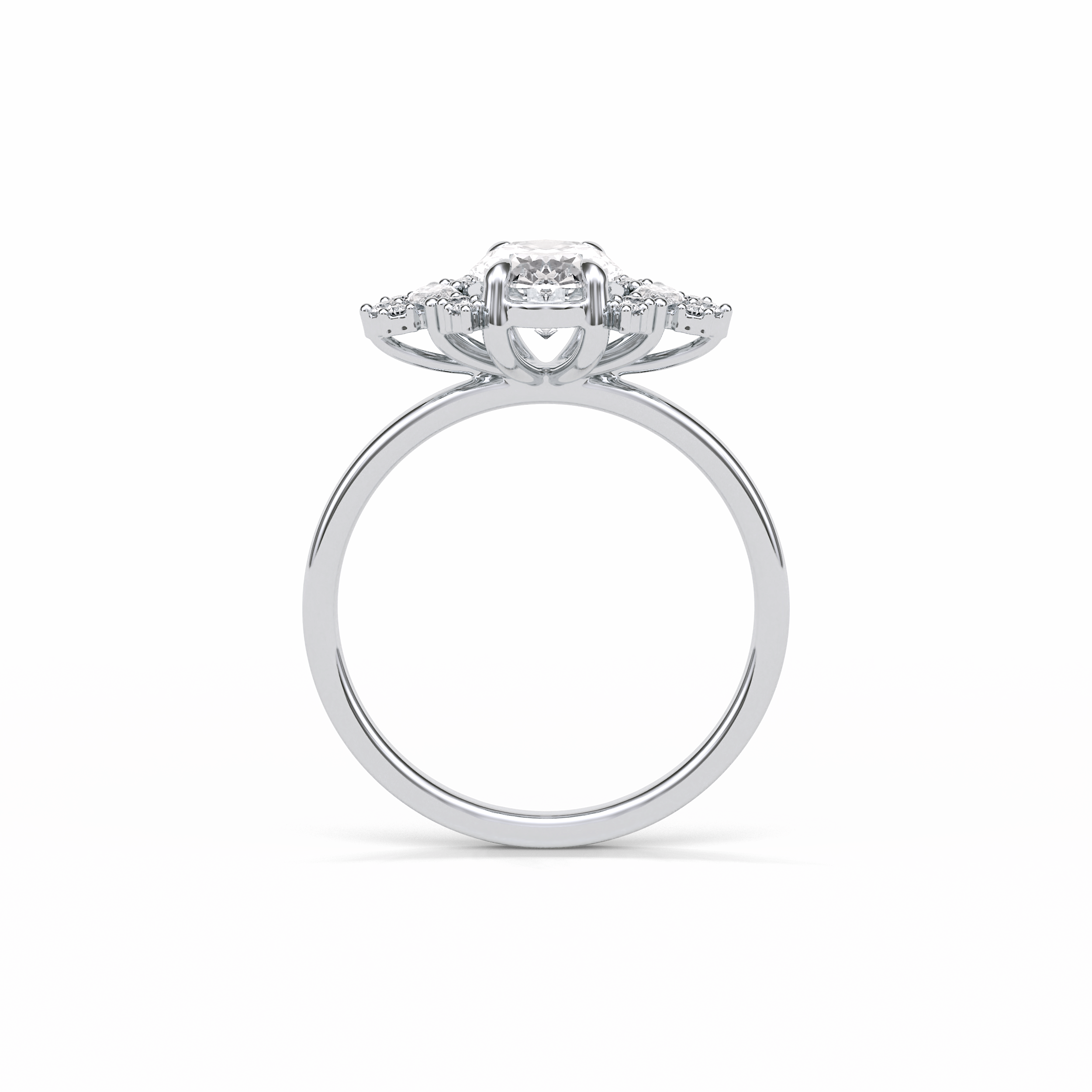 1.33 CT Oval Cut Cluster Style Moissanite Engagement Rings 7