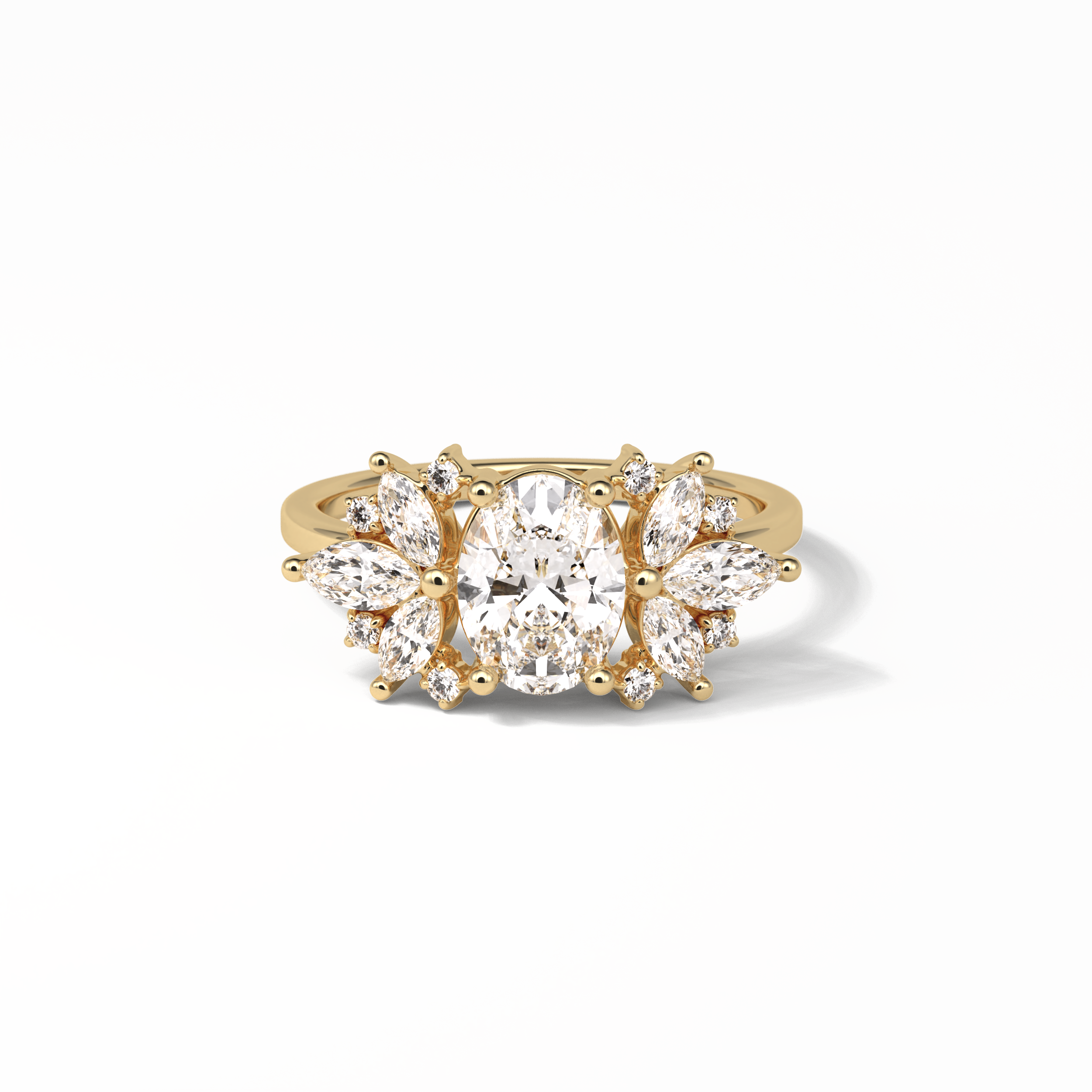 1.33 CT Oval Cut Cluster Style Moissanite Engagement Rings 15