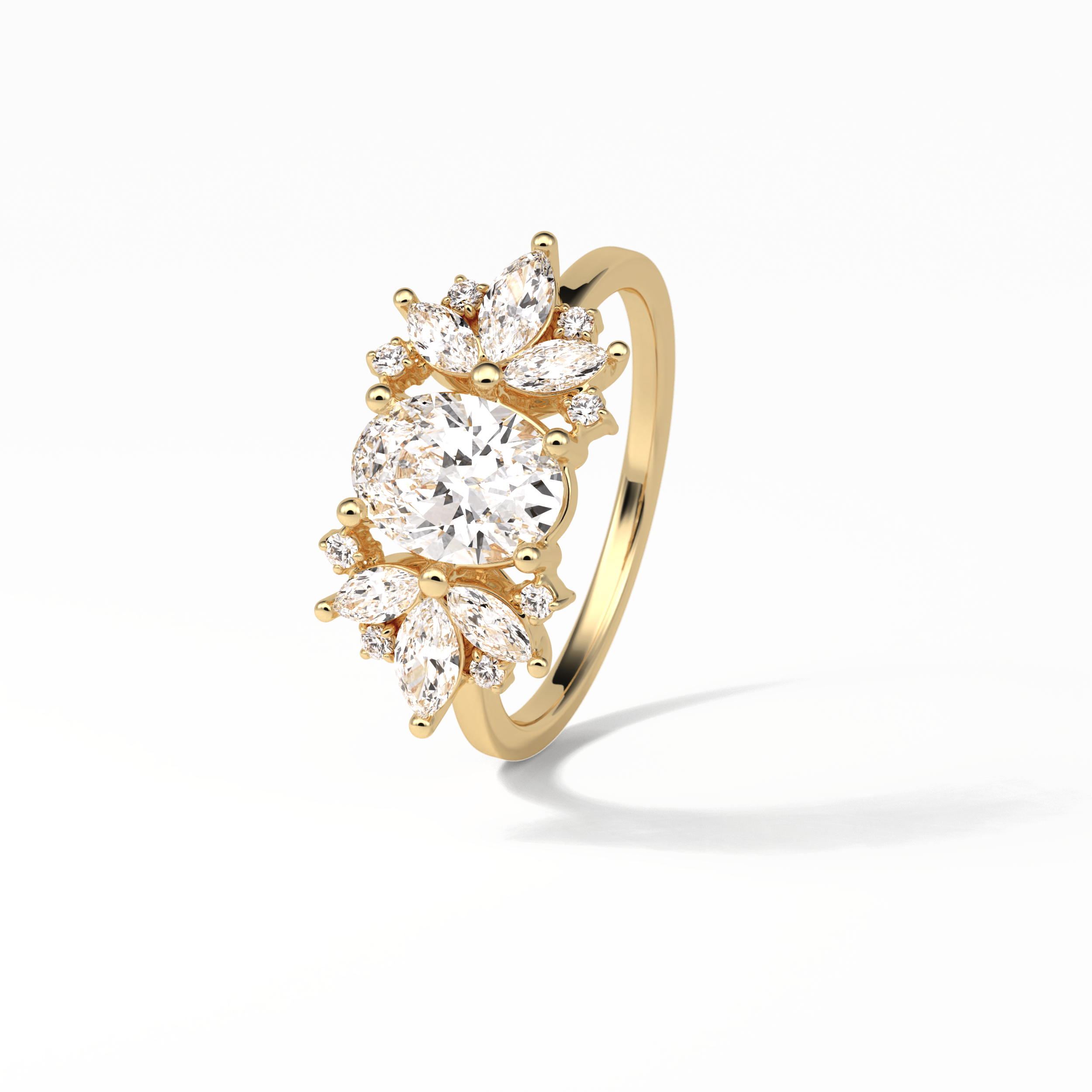 1.33 CT Oval Cut Cluster Style Moissanite Engagement Rings 20