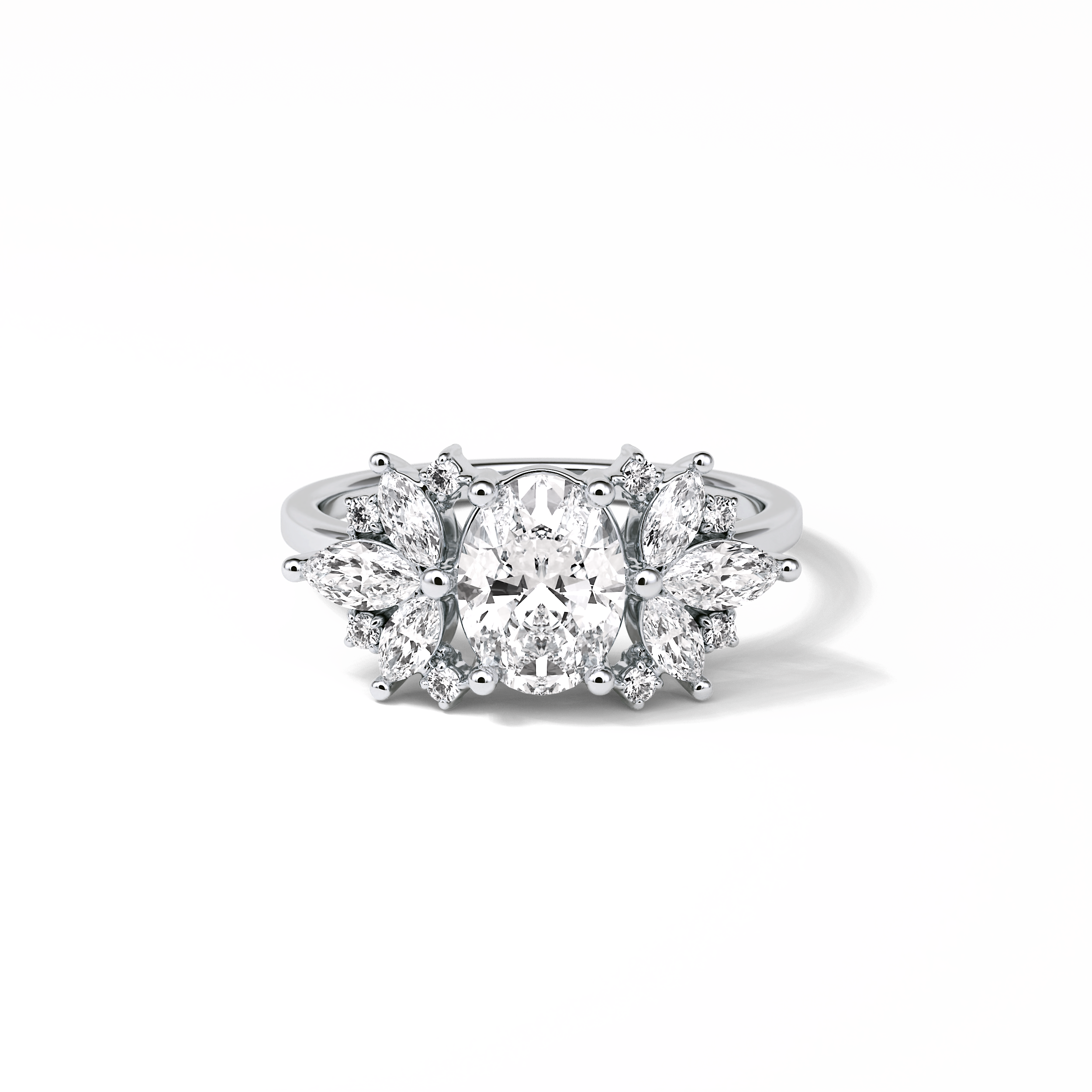 1.33 CT Oval Cut Cluster Style Moissanite Engagement Rings 1